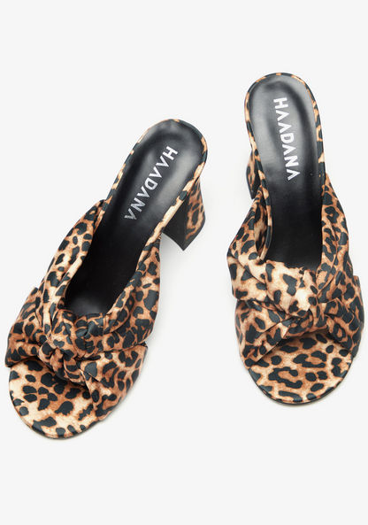 Haadana Animal Print Slip-On Sandals with Block Heels