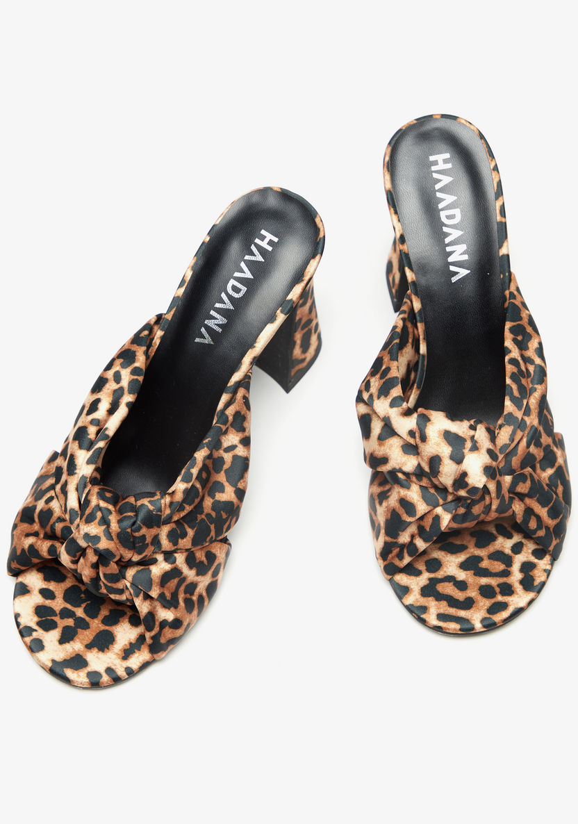 Haadana Animal Print Slip-On Sandals with Block Heels-Women%27s Heel Sandals-image-2