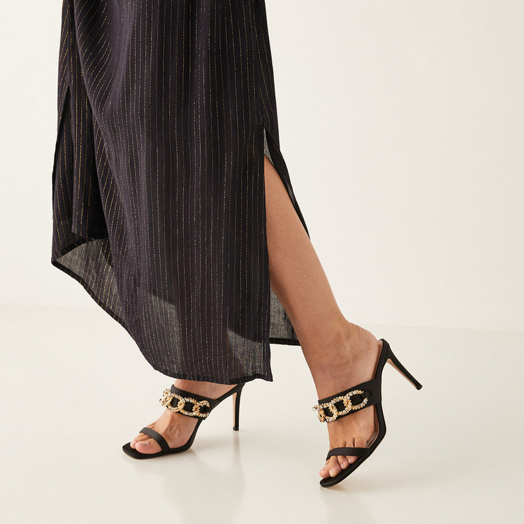 Celeste Women's Stiletto Heels with Pave Chain Detail