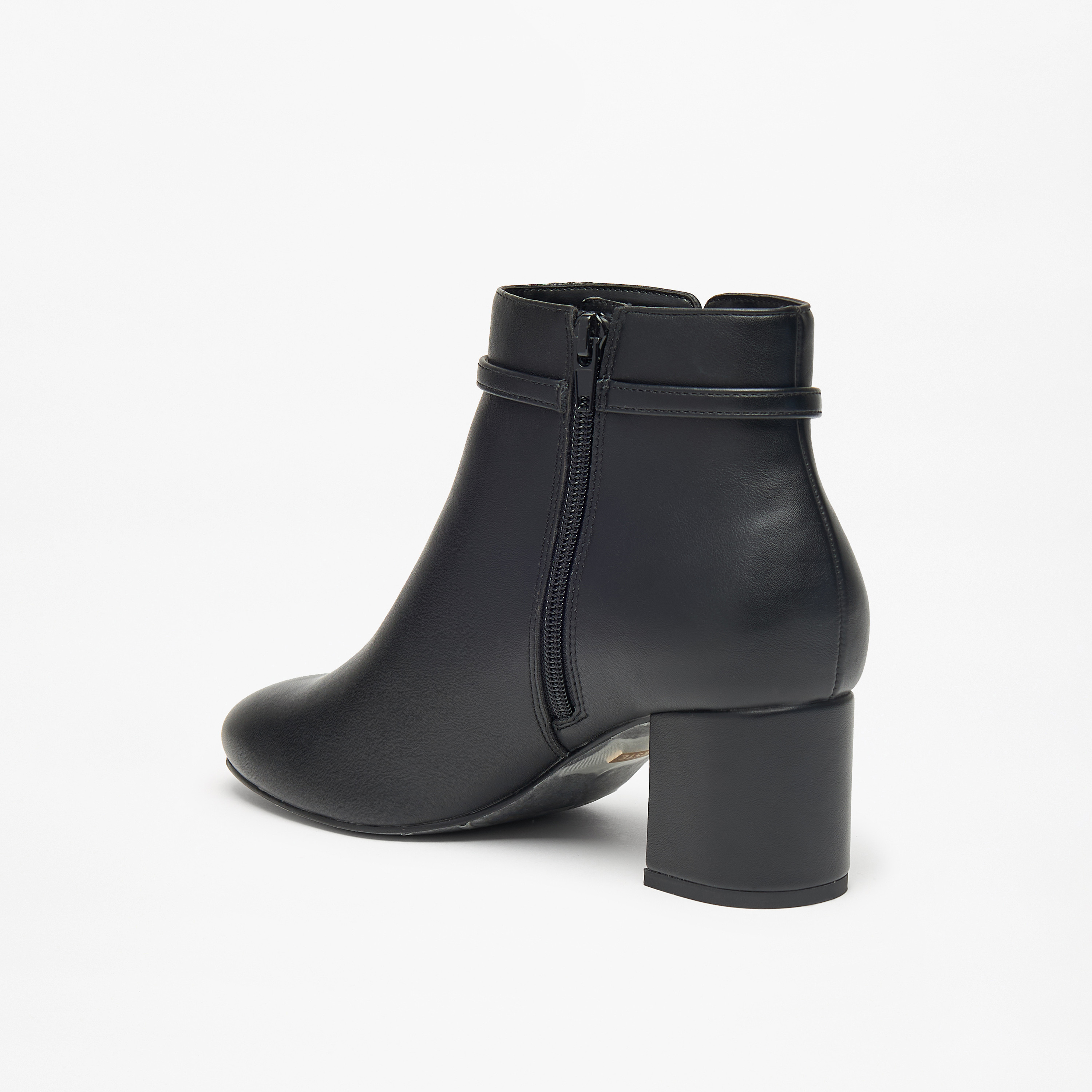 Celeste Women's Solid Ankle Boots with Zip Closure and Block Heels-women-shoes-boots-image-2