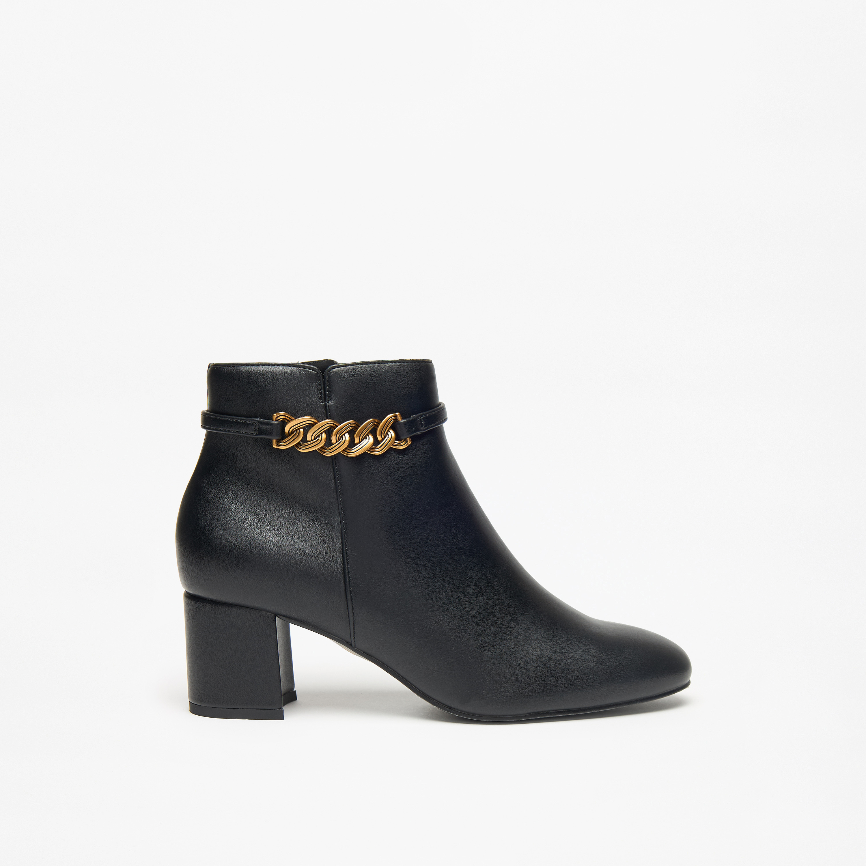 Celeste Women's Solid Ankle Boots with Zip Closure and Block Heels-women-shoes-boots-image-9