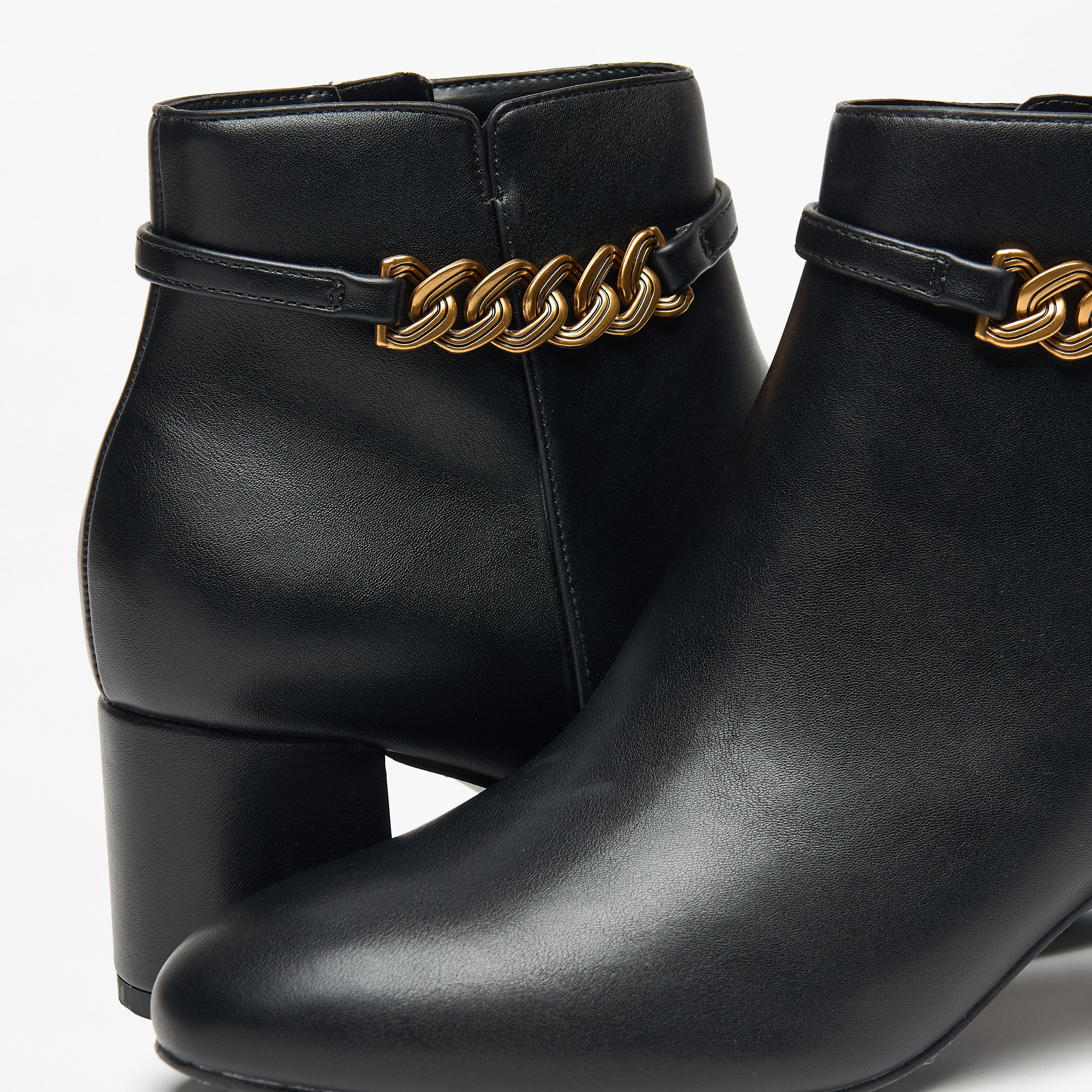 Celeste Women's Solid Ankle Boots with Zip Closure and Block Heels-women-shoes-boots-image-5