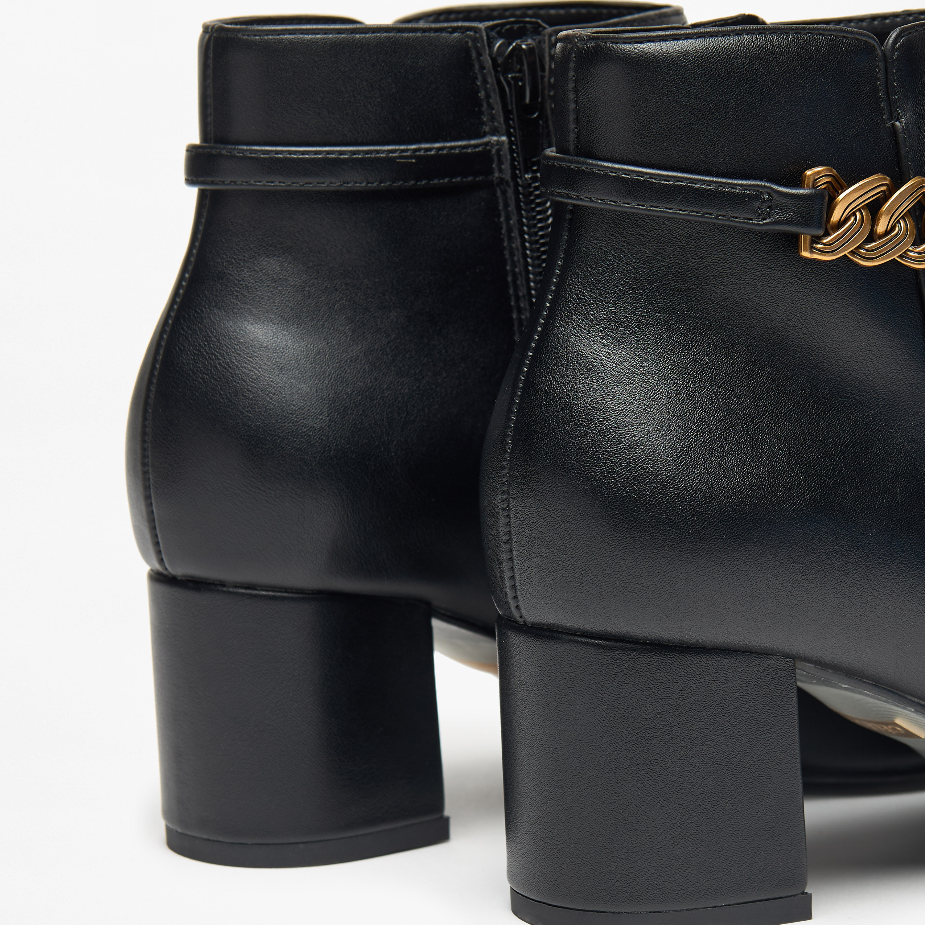 Celeste Women's Solid Ankle Boots with Zip Closure and Block Heels-women-shoes-boots-image-6