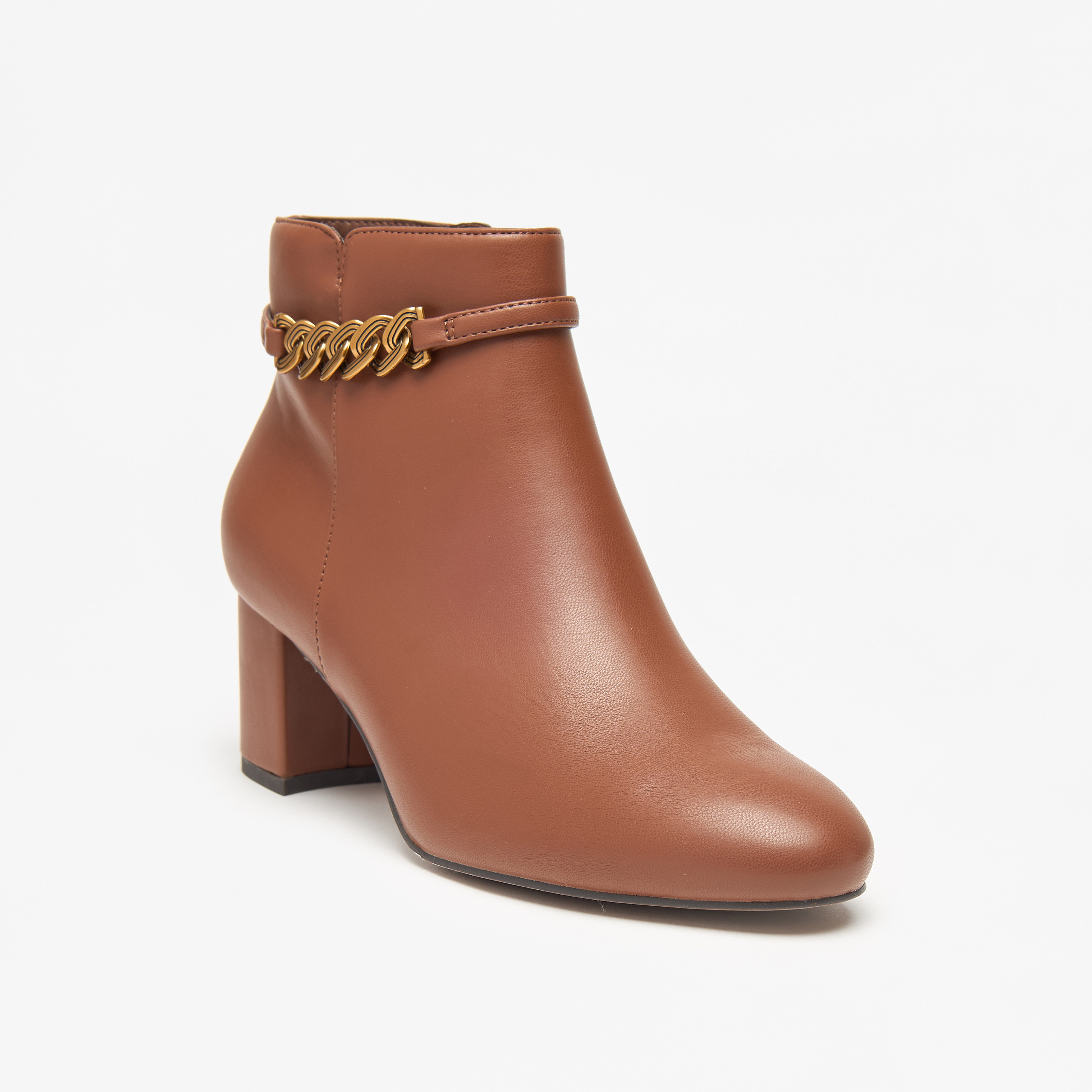 Celeste Women's Solid Ankle Boots with Zip Closure and Block Heels-women-shoes-boots-image-1
