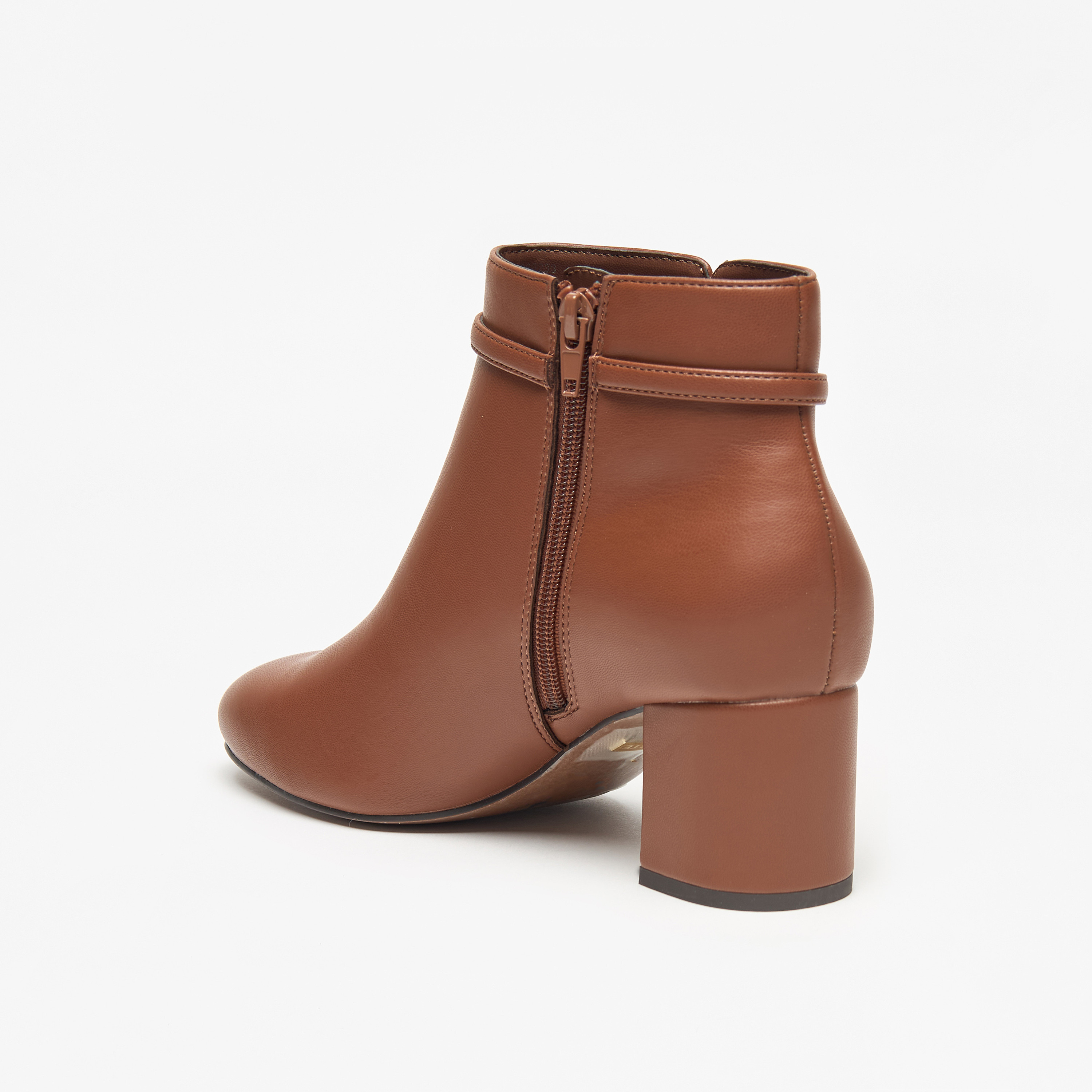 Celeste Women's Solid Ankle Boots with Zip Closure and Block Heels-women-shoes-boots-image-2