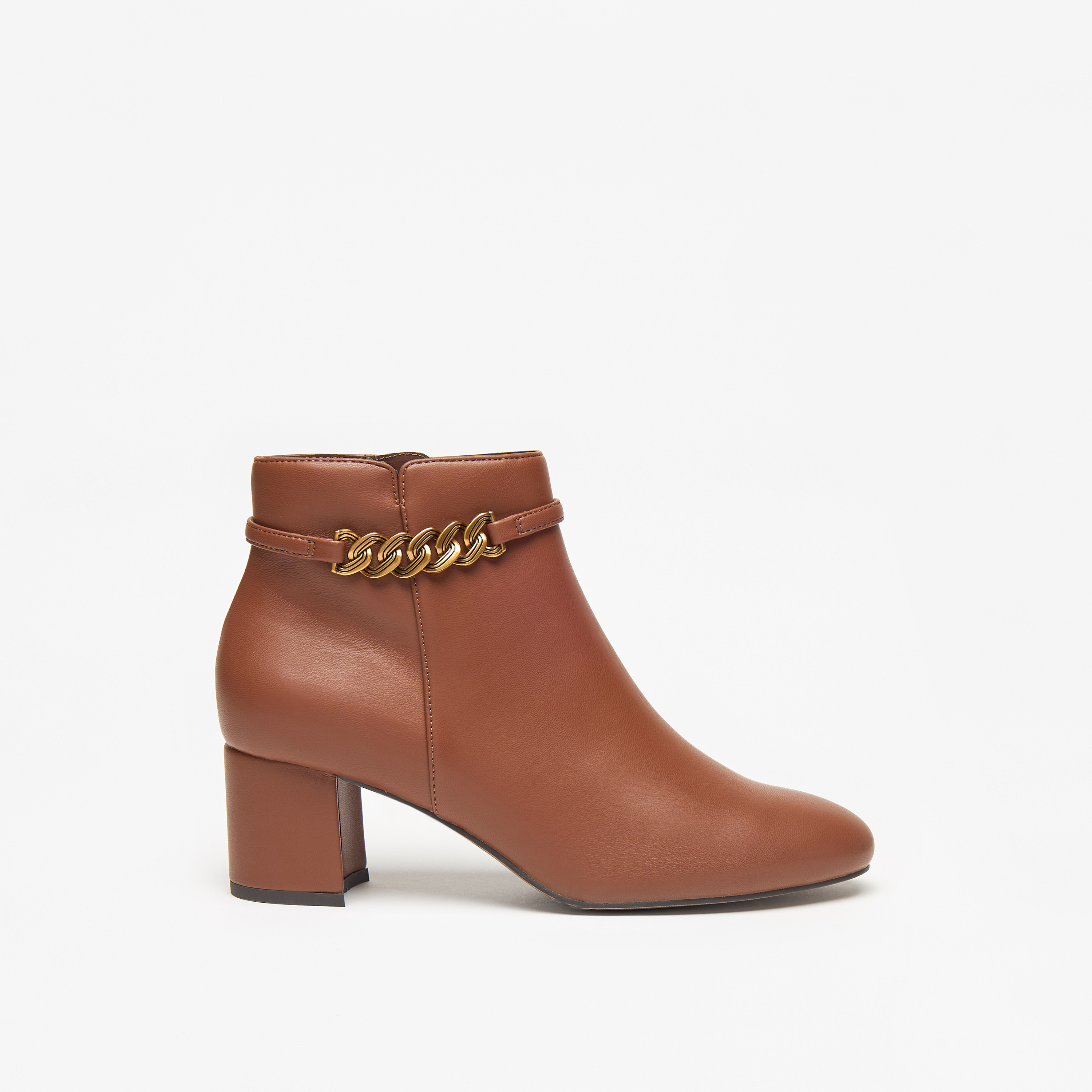 Celeste Women's Solid Ankle Boots with Zip Closure and Block Heels-women-shoes-boots-image-3