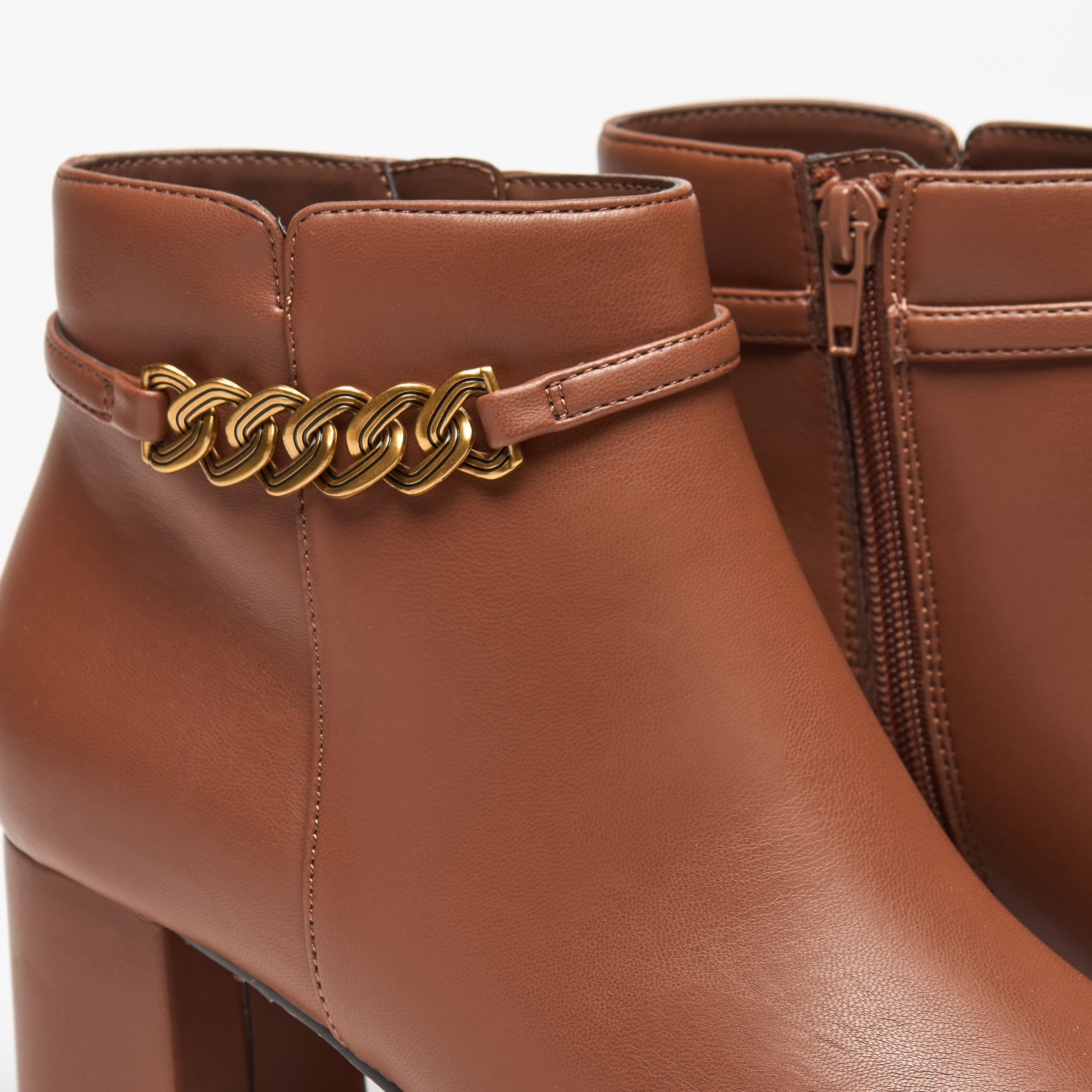 Celeste Women's Solid Ankle Boots with Zip Closure and Block Heels-women-shoes-boots-image-5