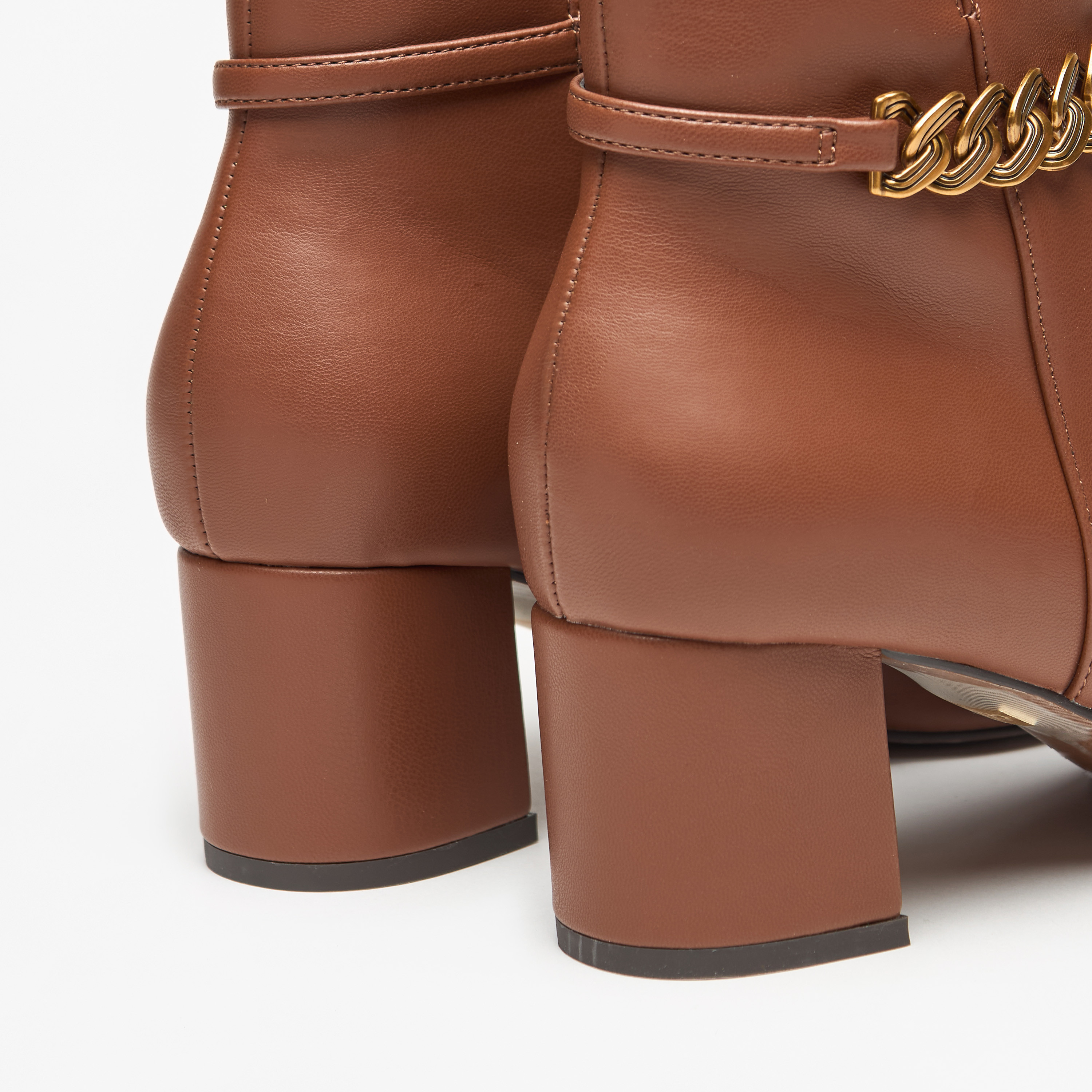 Celeste Women's Solid Ankle Boots with Zip Closure and Block Heels-women-shoes-boots-image-6