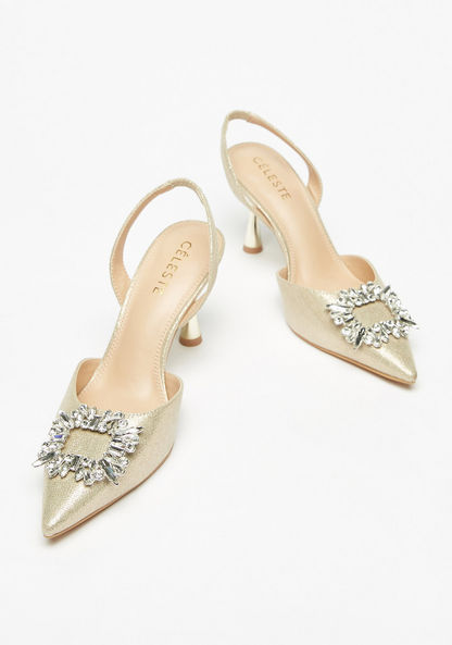 Celeste Women's Embellished Slingback Stiletto Heels-Women%27s Heel Shoes-image-1