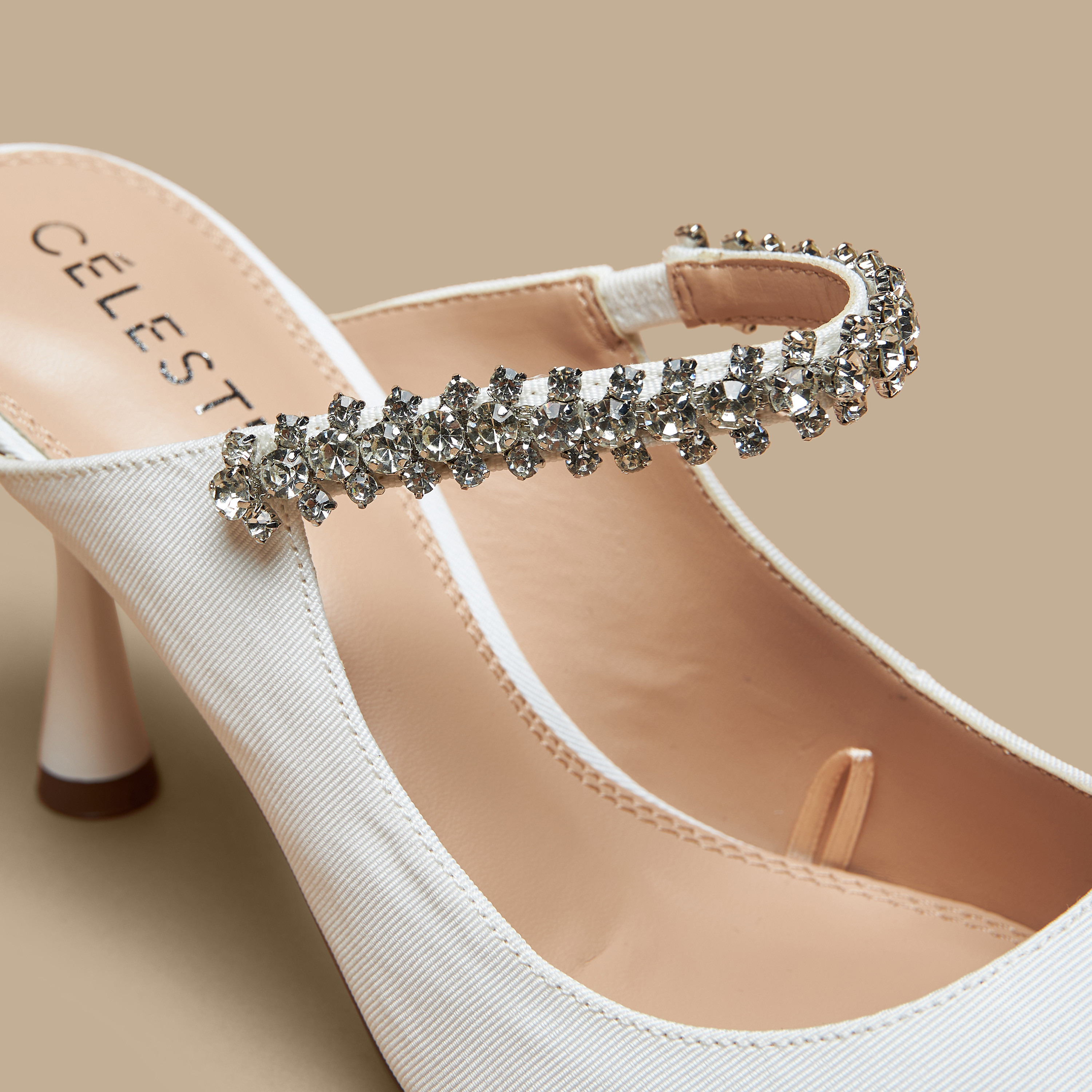 Embellished cheap mules heels