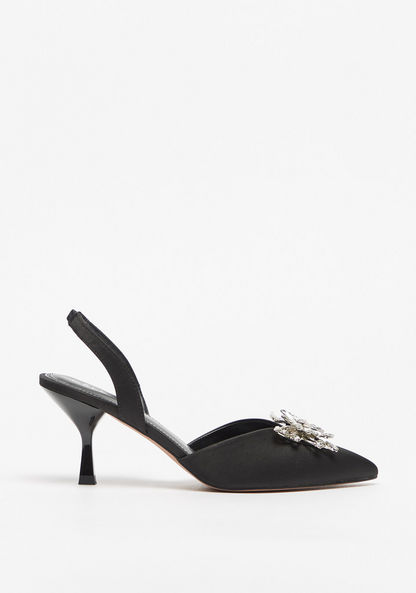 Celeste Women's Embellished Butterfly Slingback Shoes with Kitten Heel-Women%27s Heel Shoes-image-0