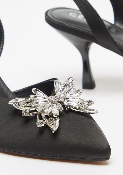 Celeste Women's Embellished Butterfly Slingback Shoes with Kitten Heel-Women%27s Heel Shoes-image-3