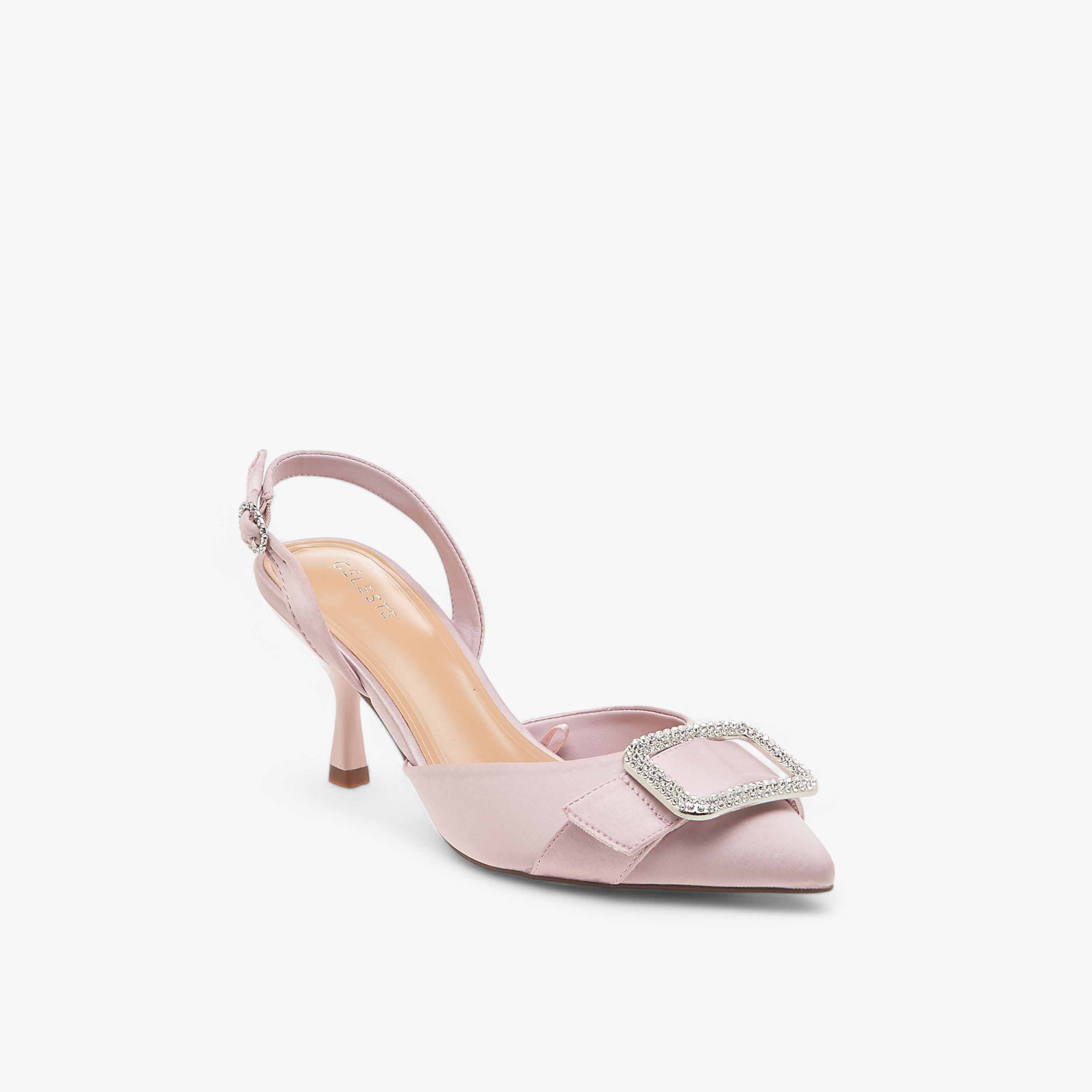 Celeste Women's Embellished Slingback Shoes with Buckle Closure and Stiletto Heels-women-shoes-sandals-heeled-image-2