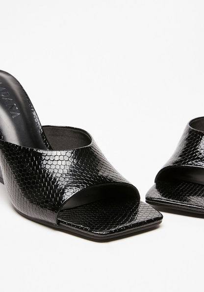 Haadana Textured Square Toe Slip-On Sandals with Wedge Heels-Women%27s Heel Sandals-image-5