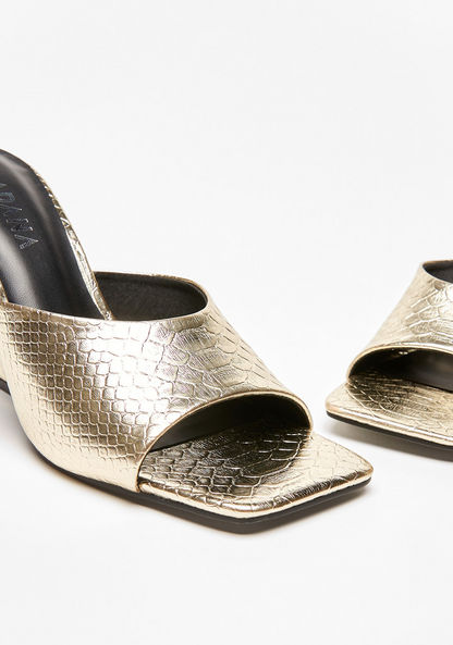 Haadana Textured Square Toe Slip-On Sandals with Wedge Heels