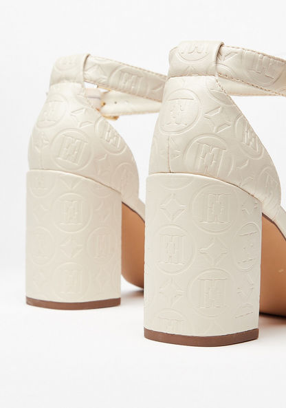 Elle Women's Embellished Sandals with Block Heels and Buckle Closure-Women%27s Heel Sandals-image-3