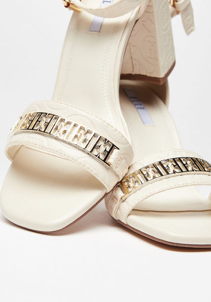 Elle Women's Embellished Sandals with Block Heels and Buckle Closure-Women%27s Heel Sandals-image-5