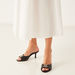 Elle Women's Textured Sandals with Embellished Metal Logo Trim and Stiletto Heels-Women%27s Heel Sandals-thumbnail-1