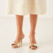 Elle Women's Textured Sandals with Embellished Metal Logo Trim and Stiletto Heels-Women%27s Heel Sandals-thumbnail-1