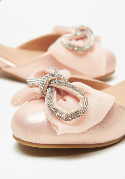Little Missy Bow Embellished Ankle Strap Ballerina Shoes with Block Heels-Girl%27s Ballerinas-image-3