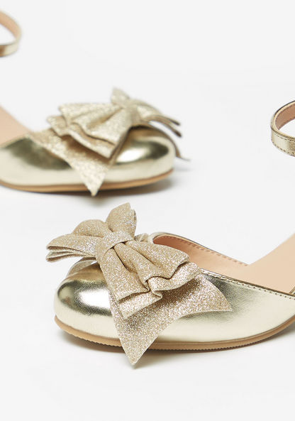 Little Missy Bow Accent Sandals with Hook and Loop Closure-Girl%27s Ballerinas-image-2