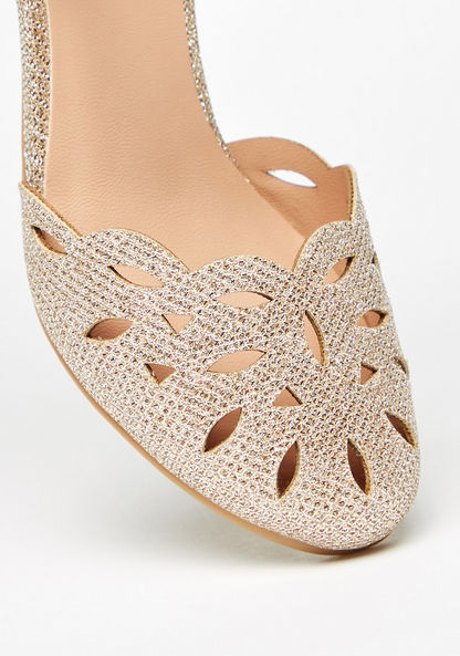 Little Missy Cutwork Detail Ballerina Sandals with Hook and Loop Closure