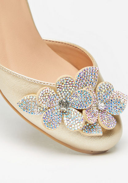 Little Missy Cutwork Detail Ballerina Shoes with Hook and Loop Closure-Girl%27s Ballerinas-image-3