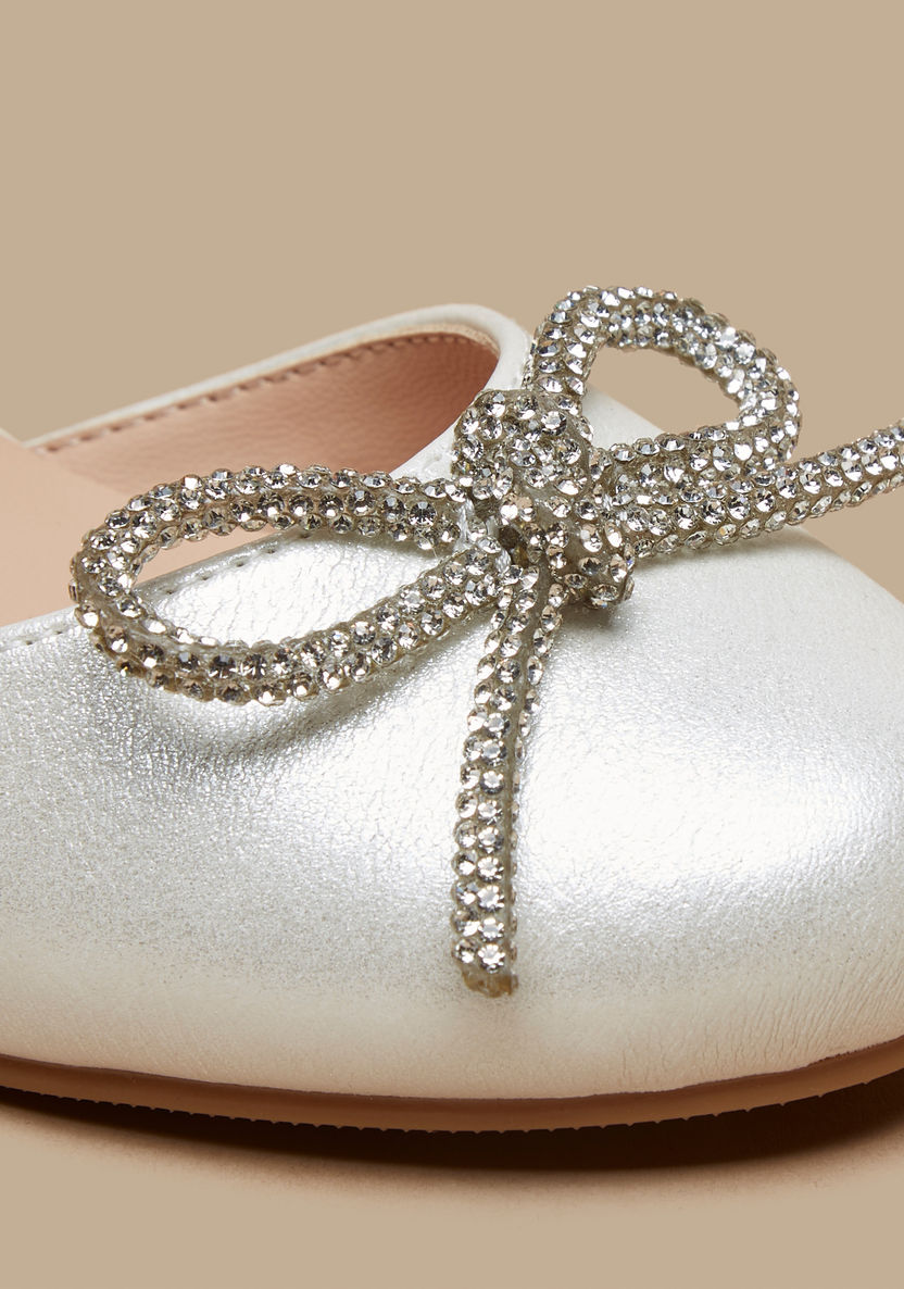 Little Missy Bow Accent Ballerina Shoes with Hook and Loop Closure-Girl%27s Ballerinas-image-4