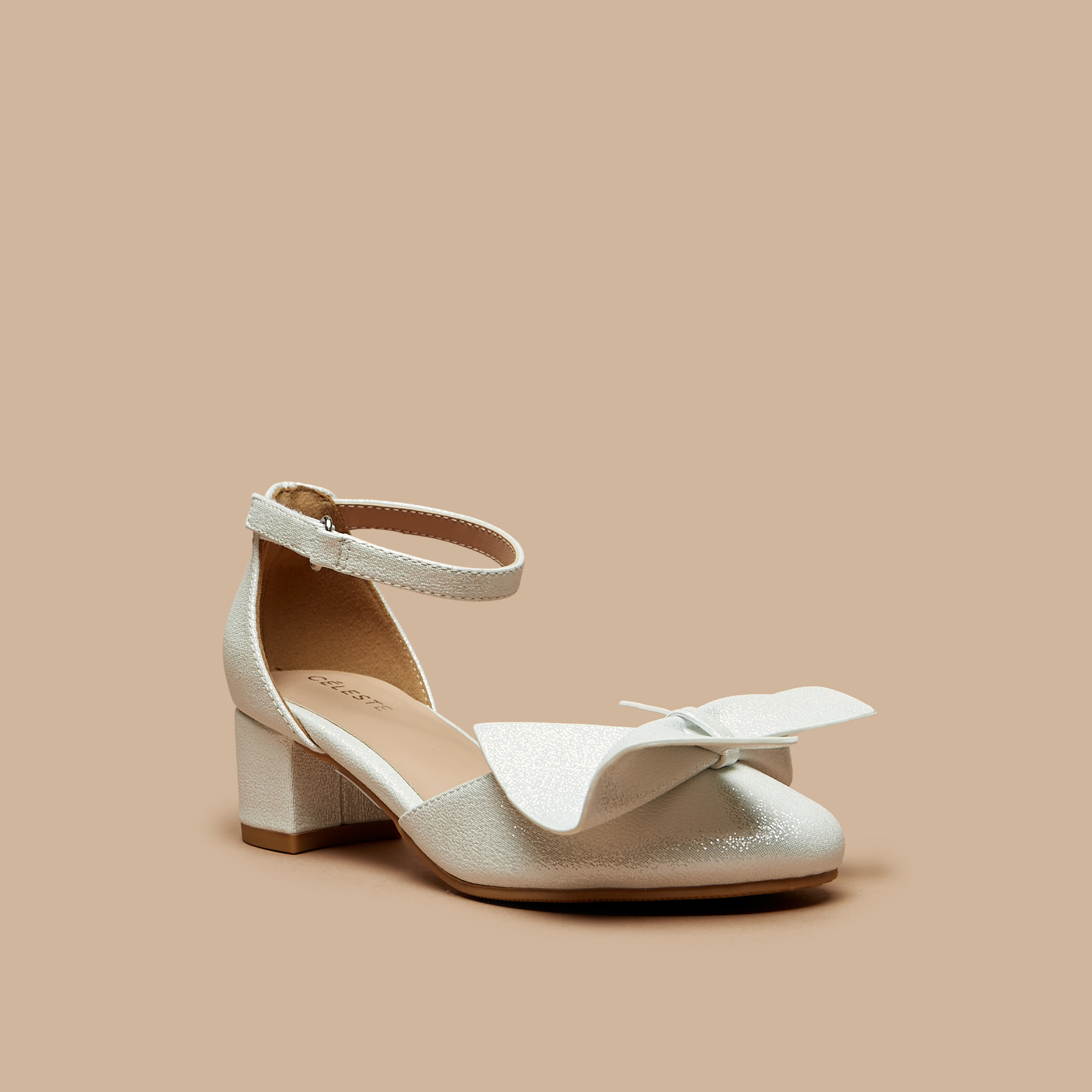 حذاء باليرينا بحزام حول الكاحل وكعب سميك وفيونكة من سيليست-girls-shoes-sandals-image-1