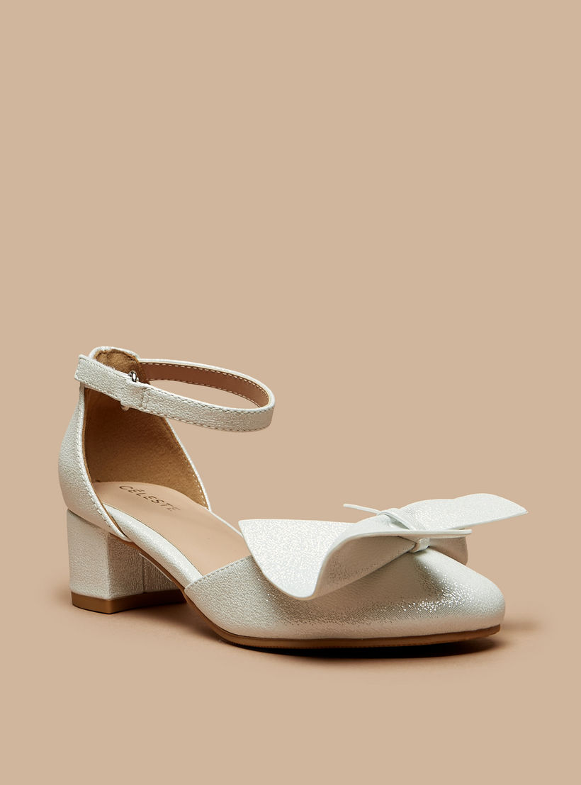 حذاء باليرينا بحزام حول الكاحل وكعب سميك وفيونكة من سيليست-girls-shoes-sandals-image-1