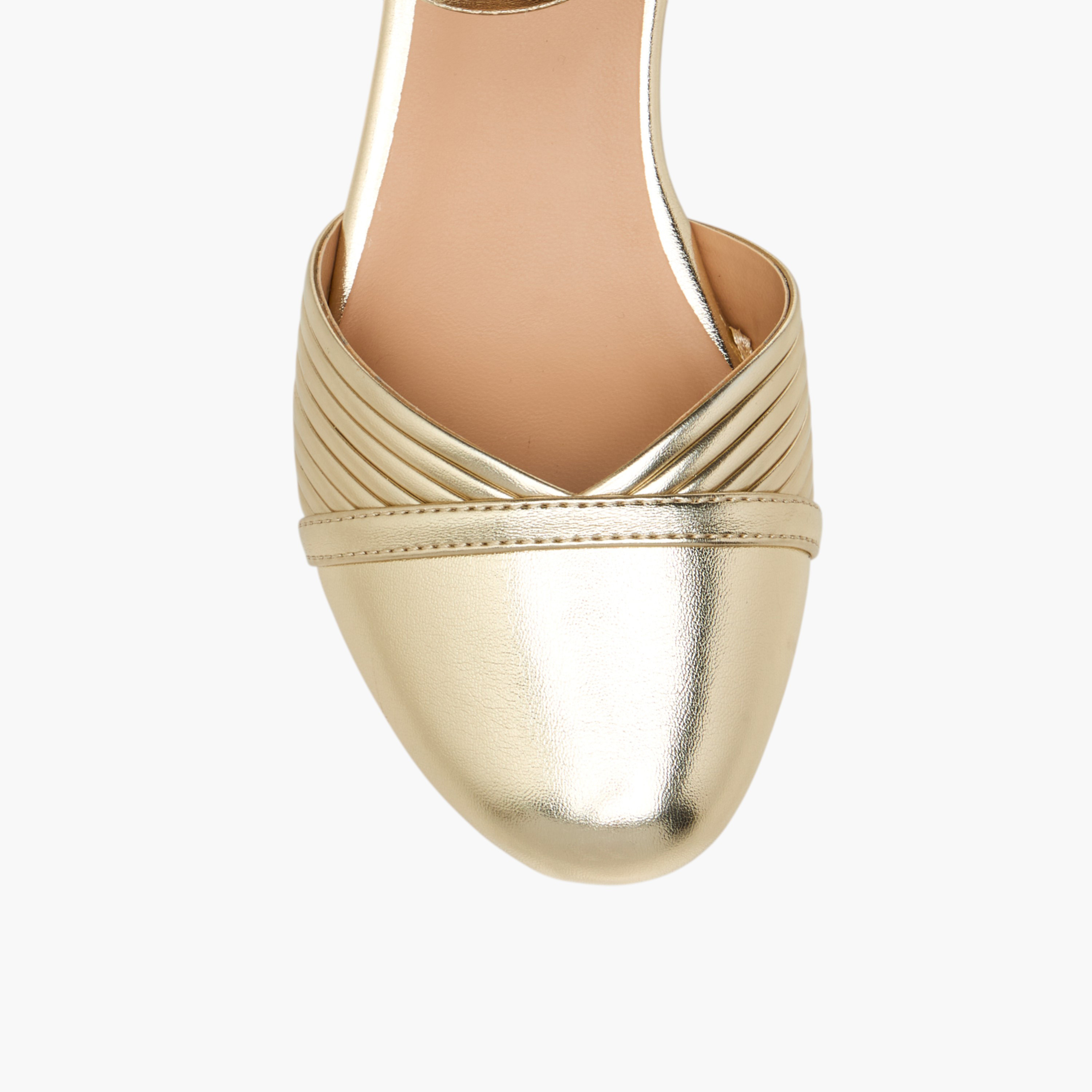 Celeste Girls' Metallic Block Heels Shoes with Hook and Loop Closure-girls-shoes-maryjanes-image-4
