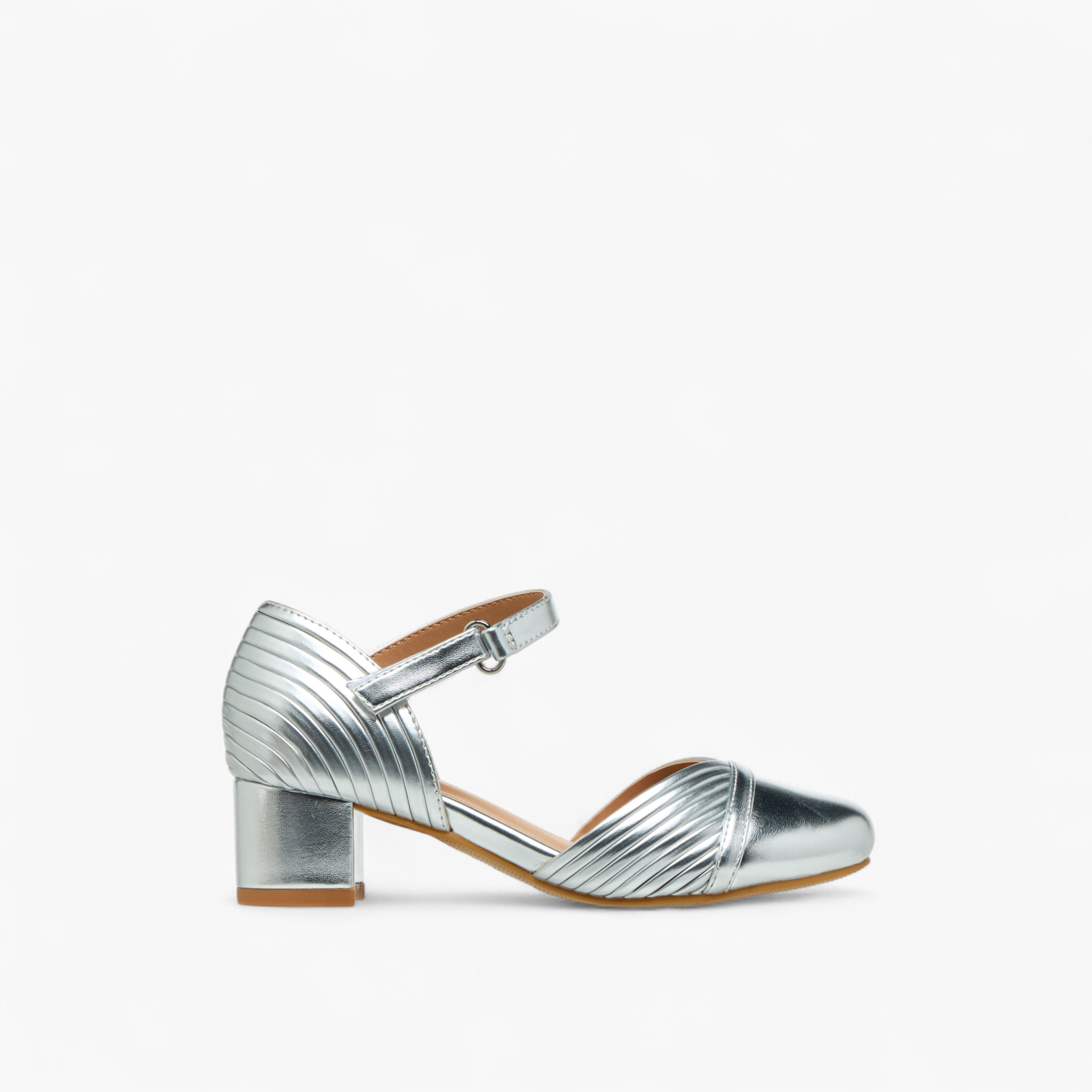 Celeste Girls' Metallic Block Heels Shoes with Hook and Loop Closure-girls-shoes-maryjanes-image-3