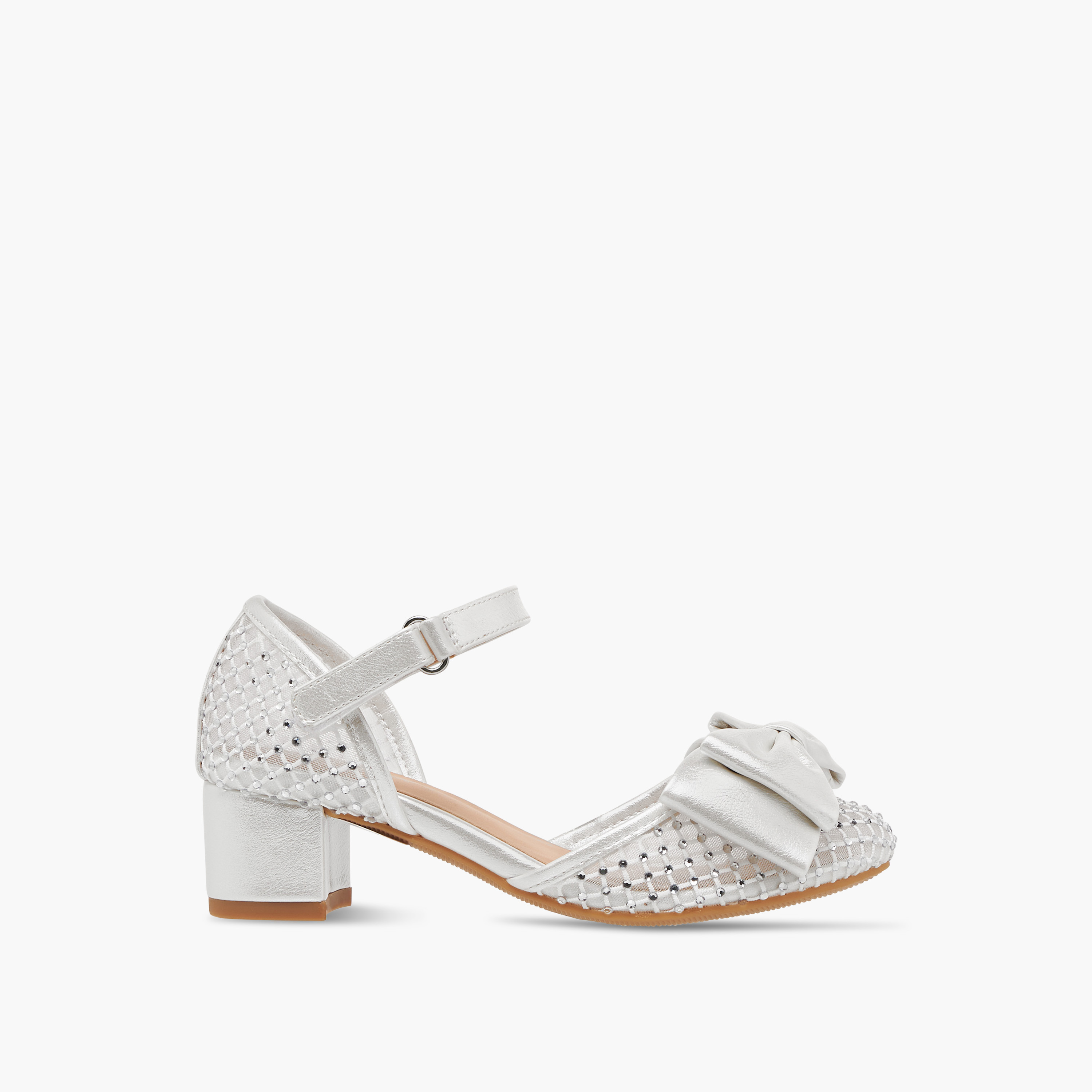 Celeste Girls Bow Accent Block Heel Shoes with Hook and Loop Closure-girls-shoes-ballerinas-image-3