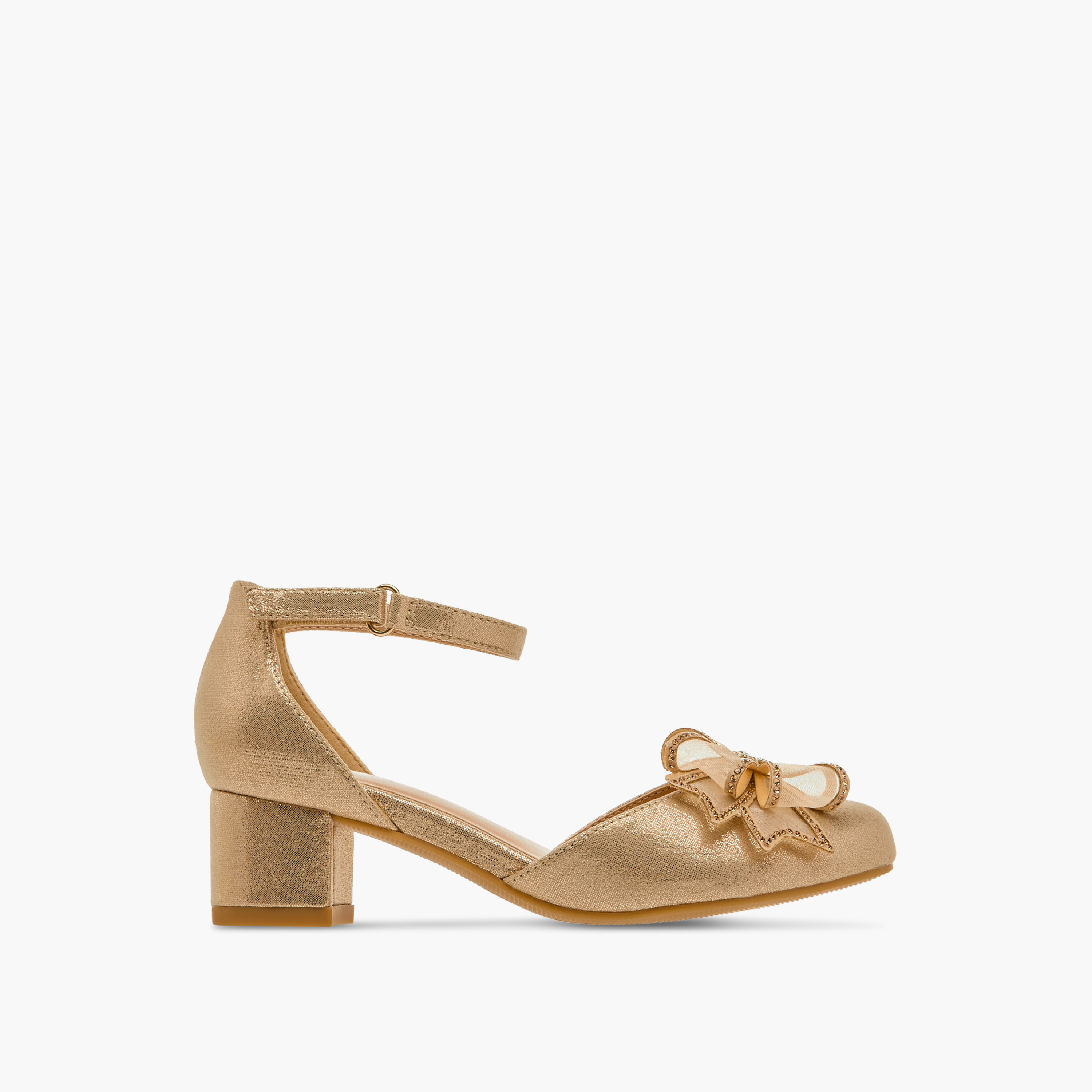 Celeste Bow Embellished Closed Feet Shoes with Hook and Loop Closure-girls-shoes-ballerinas-image-3