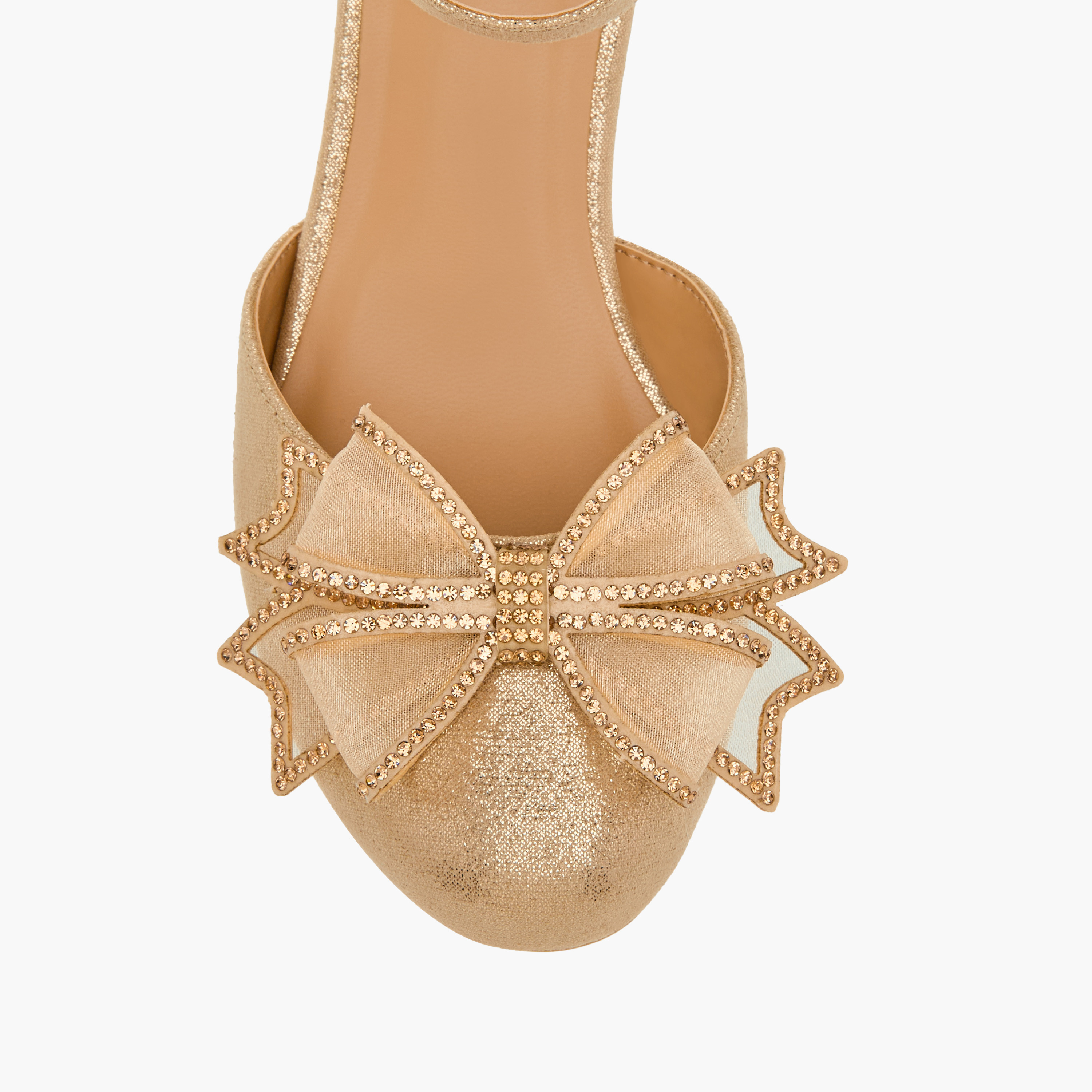 Celeste Bow Embellished Closed Feet Shoes with Hook and Loop Closure-girls-shoes-ballerinas-image-4
