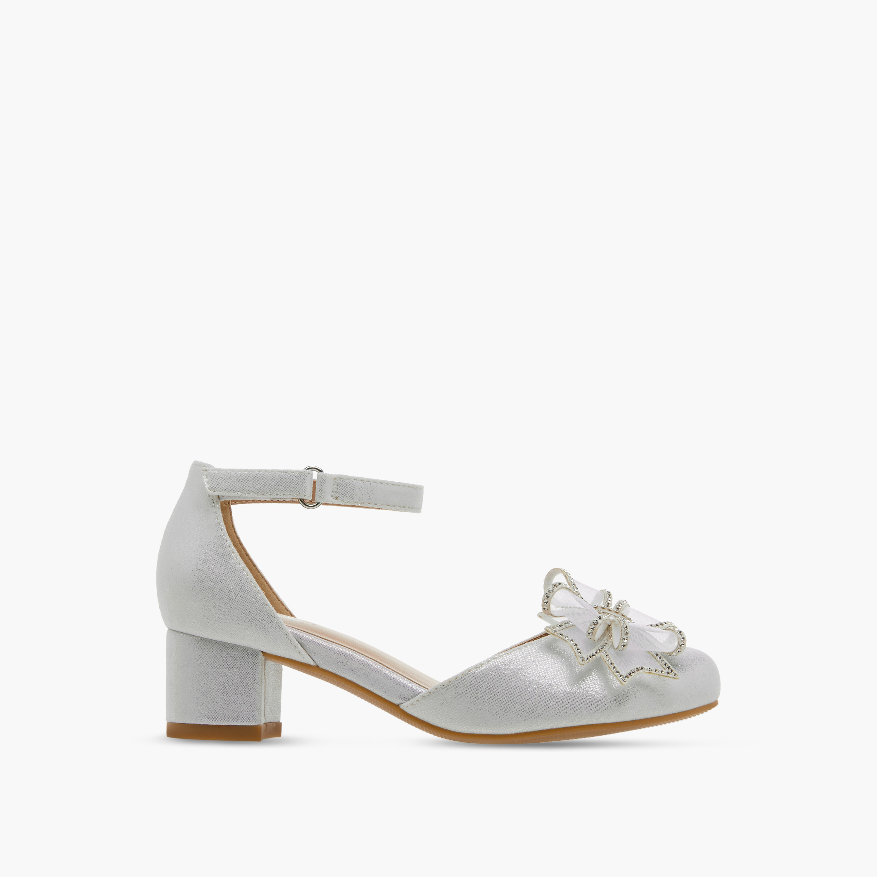 Celeste Bow Embellished Closed Feet Shoes with Hook and Loop Closure-girls-shoes-ballerinas-image-3