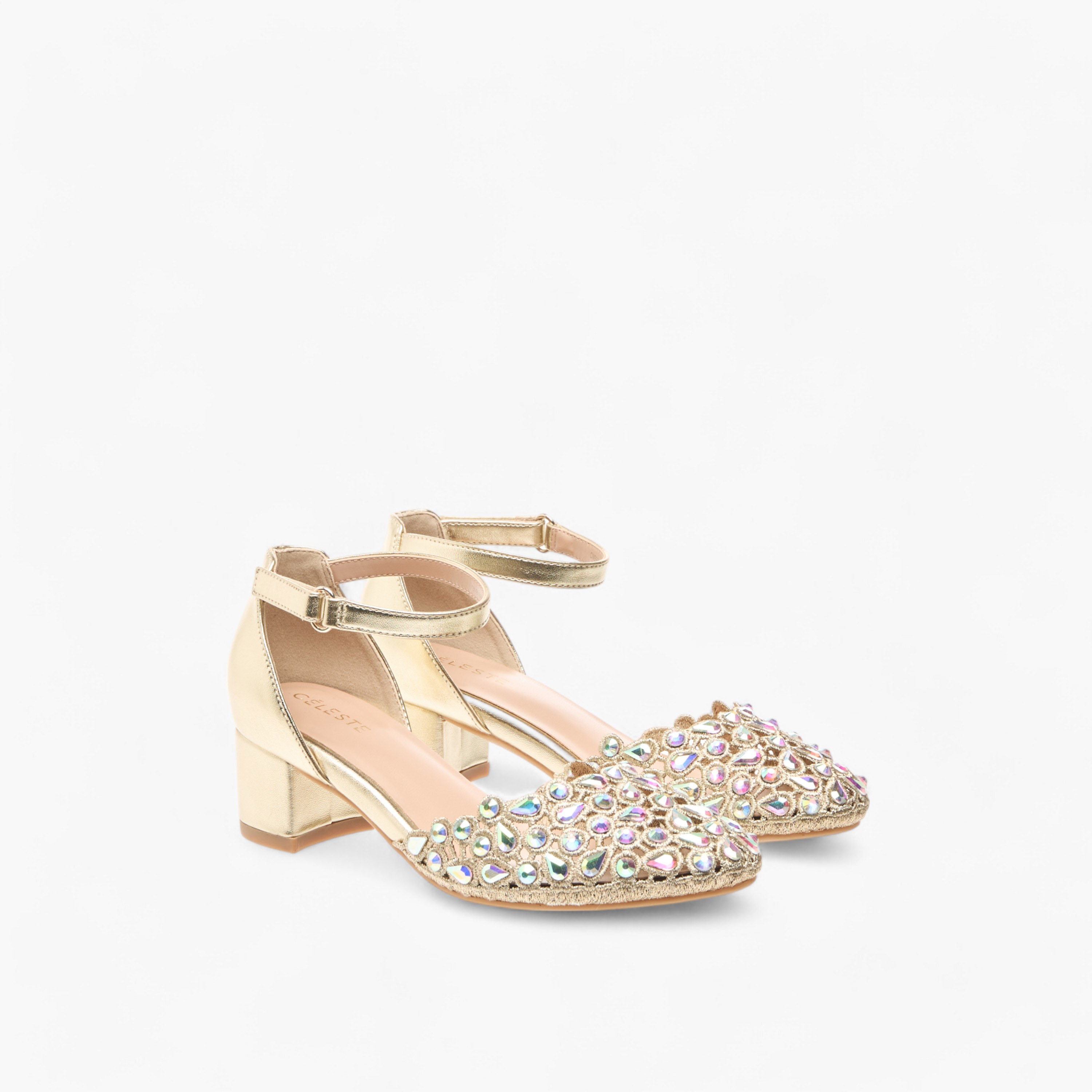 Celeste Girl's Embellished Shoes with Hook and Loop Closure-girls-shoes-sandals-image-1