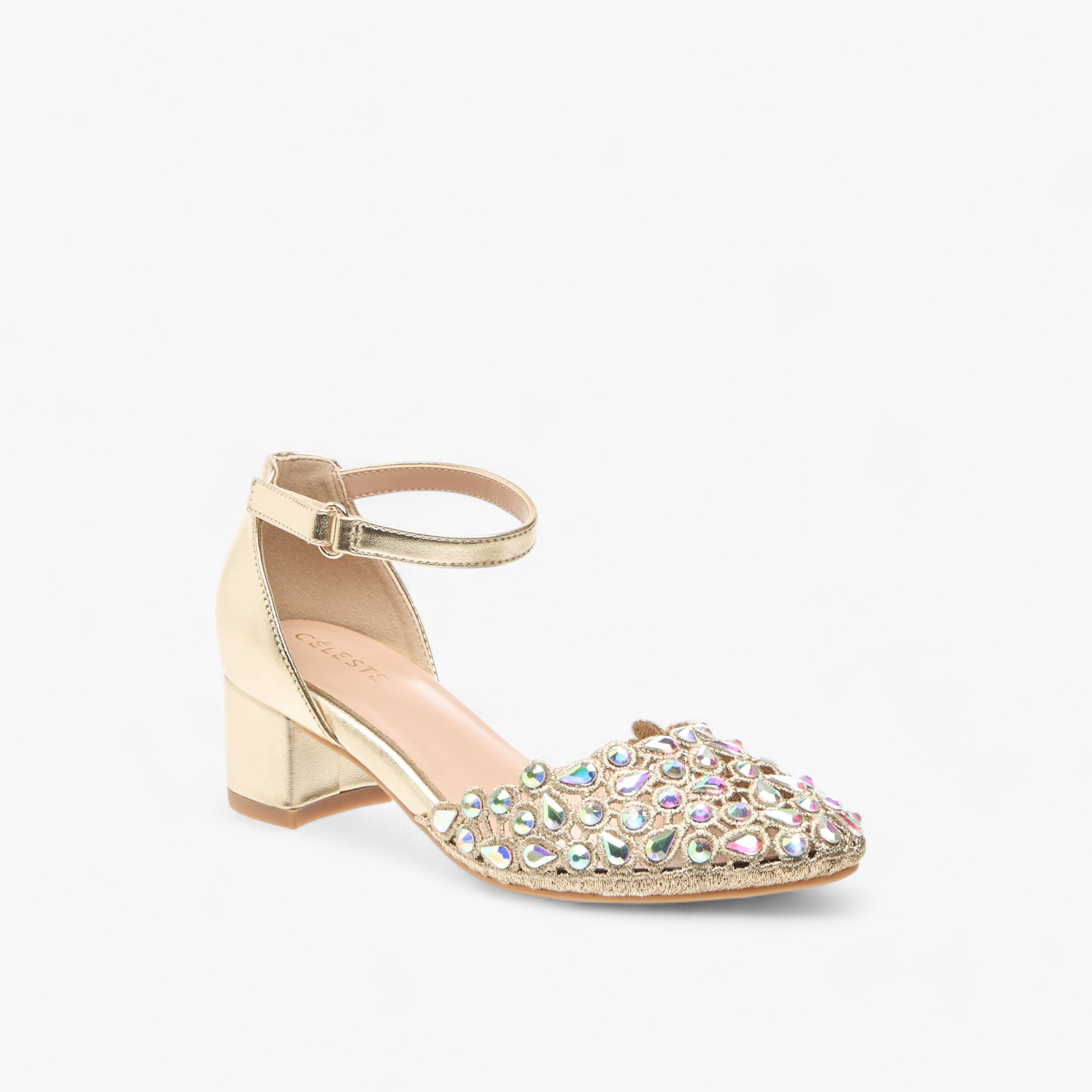 Celeste Girl's Embellished Shoes with Hook and Loop Closure-girls-shoes-sandals-image-2