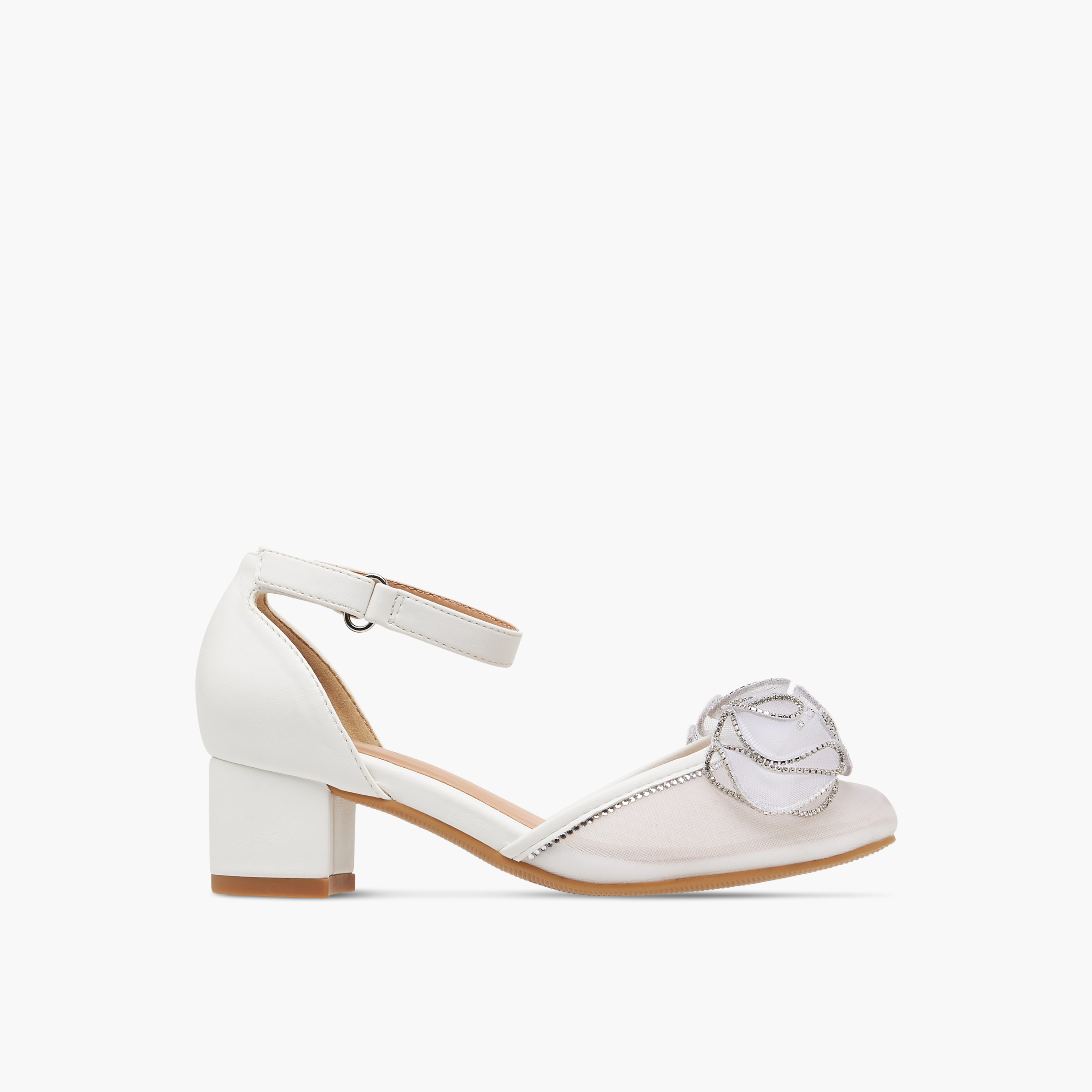 Celeste Girl's Embellished Block Heeled Sandals with Hook and Loop Closure-girls-shoes-sandals-image-3