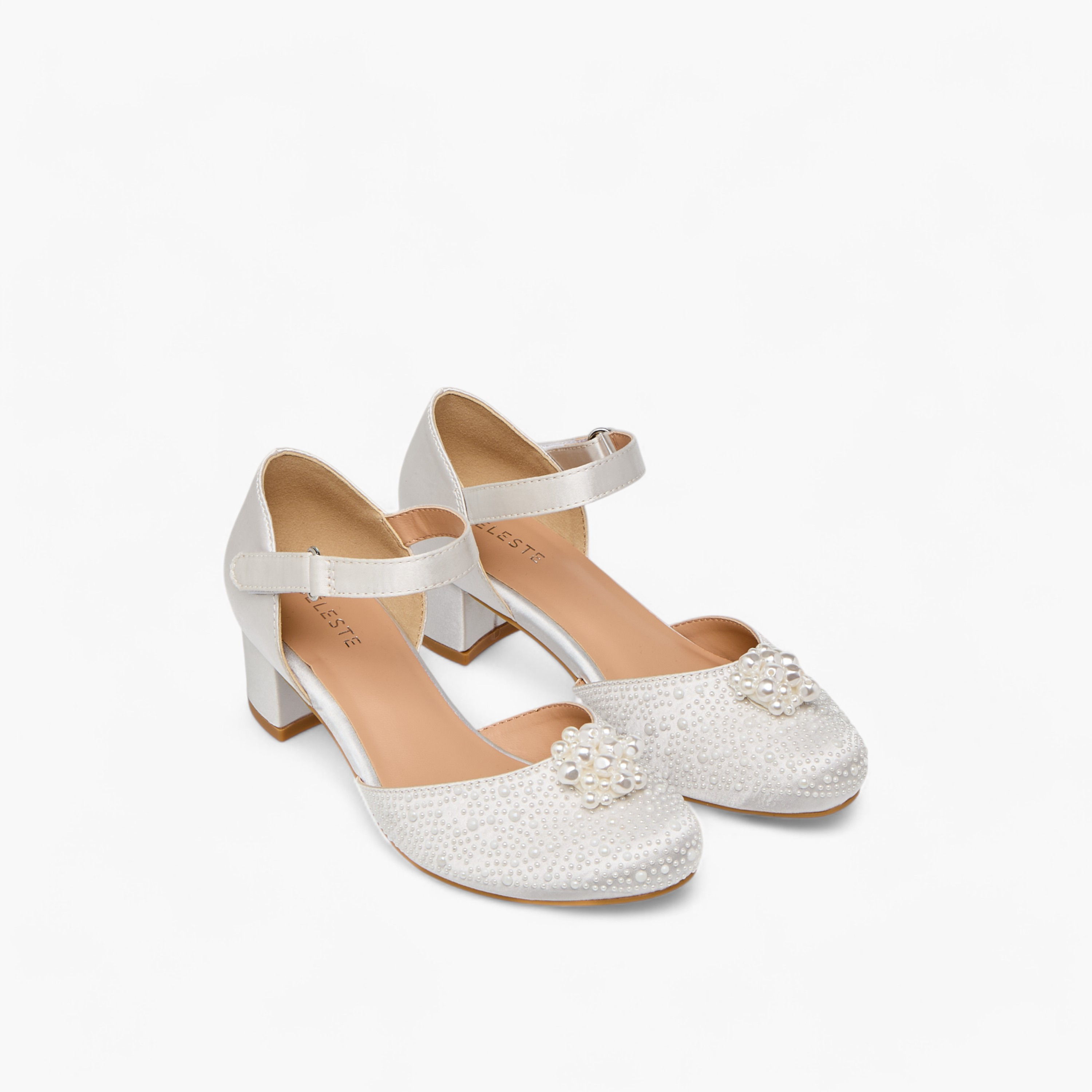 Celeste Girls' Embellished Block Heel Shoes with Hook and Loop Closure-girls-shoes-sandals-image-1
