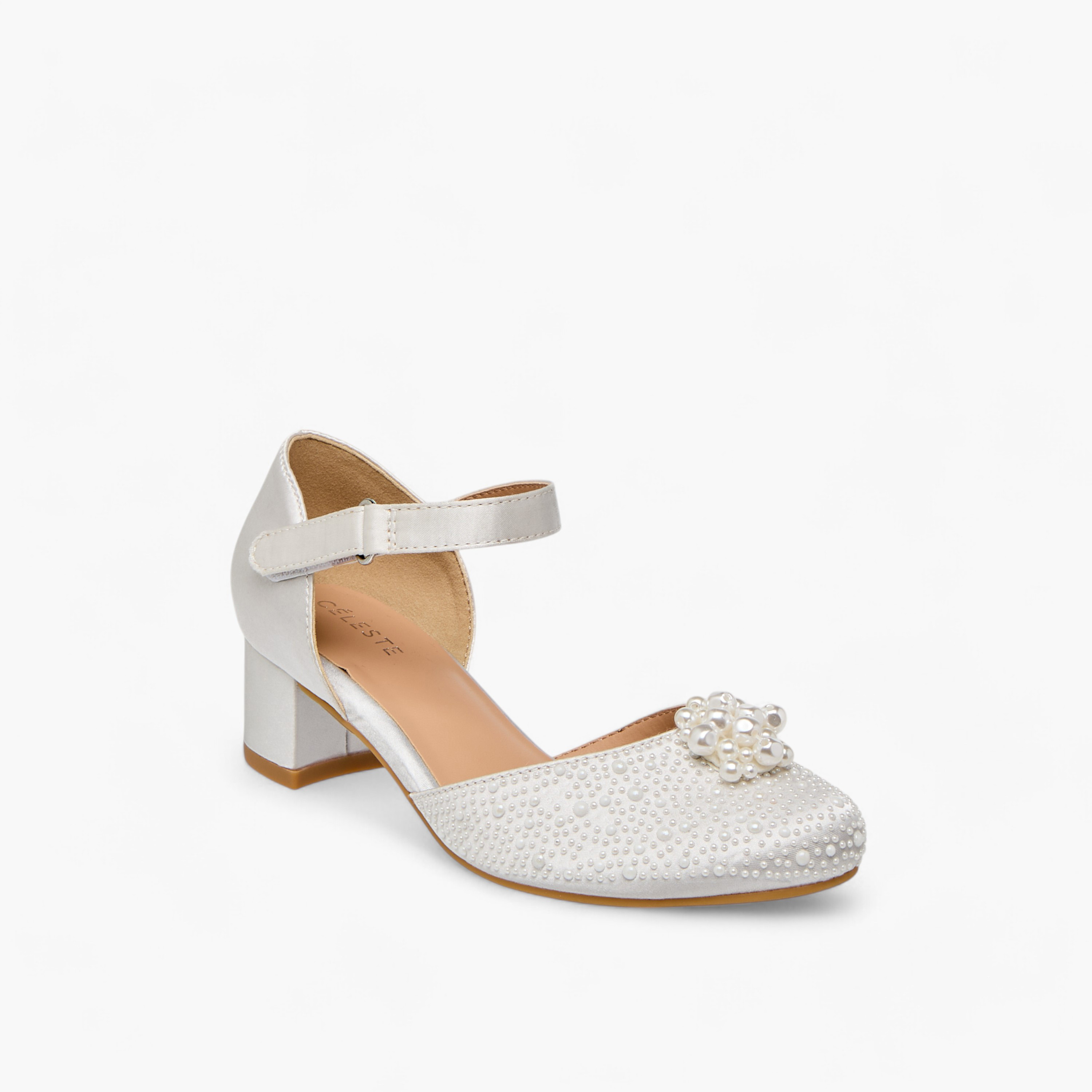 Celeste Girls' Embellished Block Heel Shoes with Hook and Loop Closure-girls-shoes-sandals-image-2