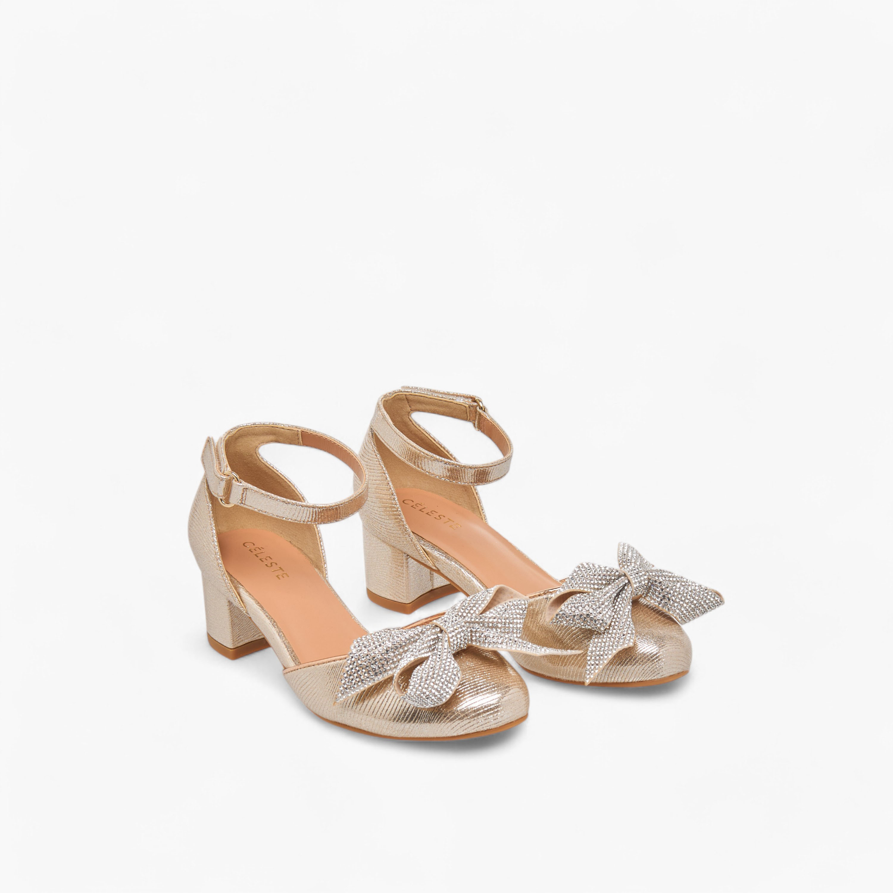 حذاء بكعب سميك مزيّن بفيونكة وشريط إغلاق لاصق للبنات من سيليست-girls-shoes-sandals-image-1