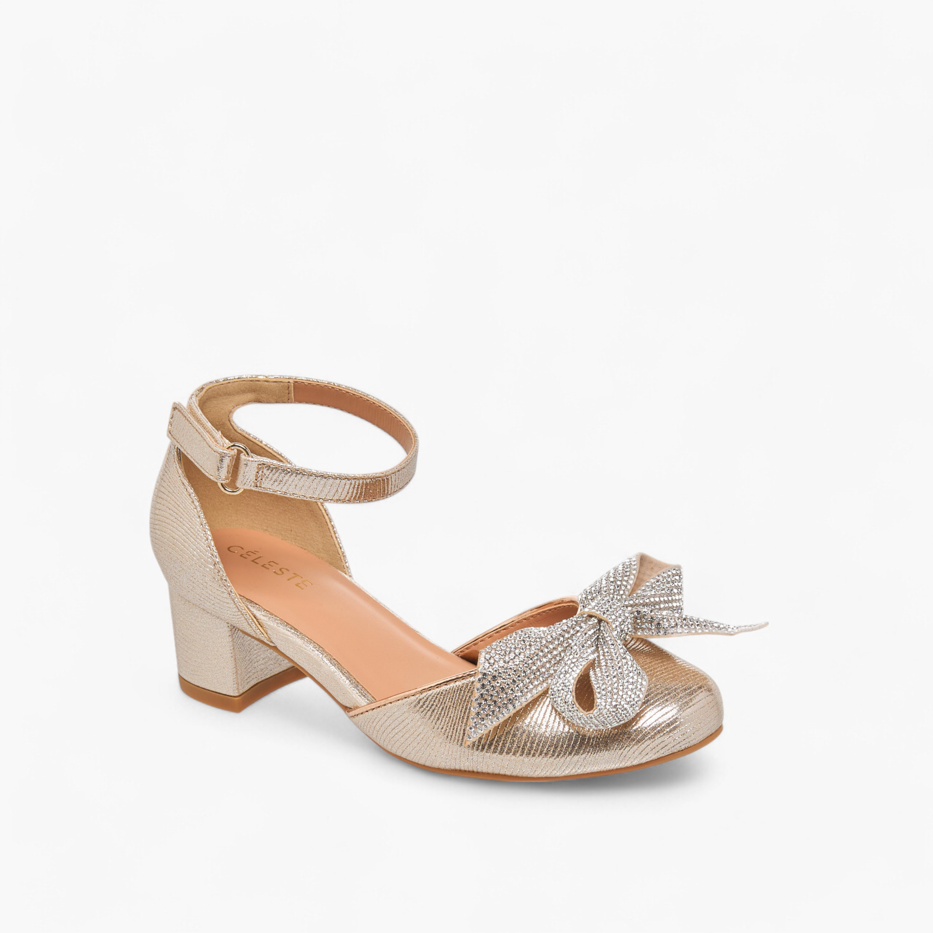 حذاء بكعب سميك مزيّن بفيونكة وشريط إغلاق لاصق للبنات من سيليست-girls-shoes-sandals-image-2