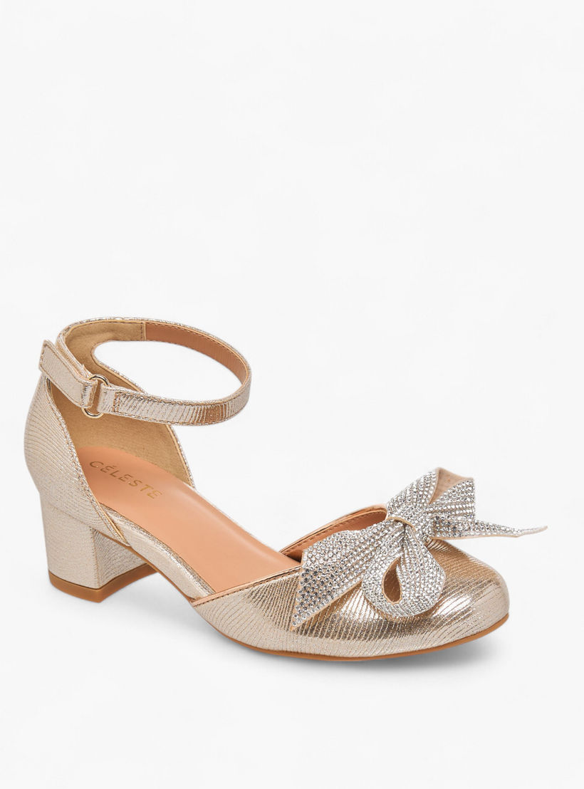حذاء بكعب سميك مزيّن بفيونكة وشريط إغلاق لاصق للبنات من سيليست-girls-shoes-sandals-image-2