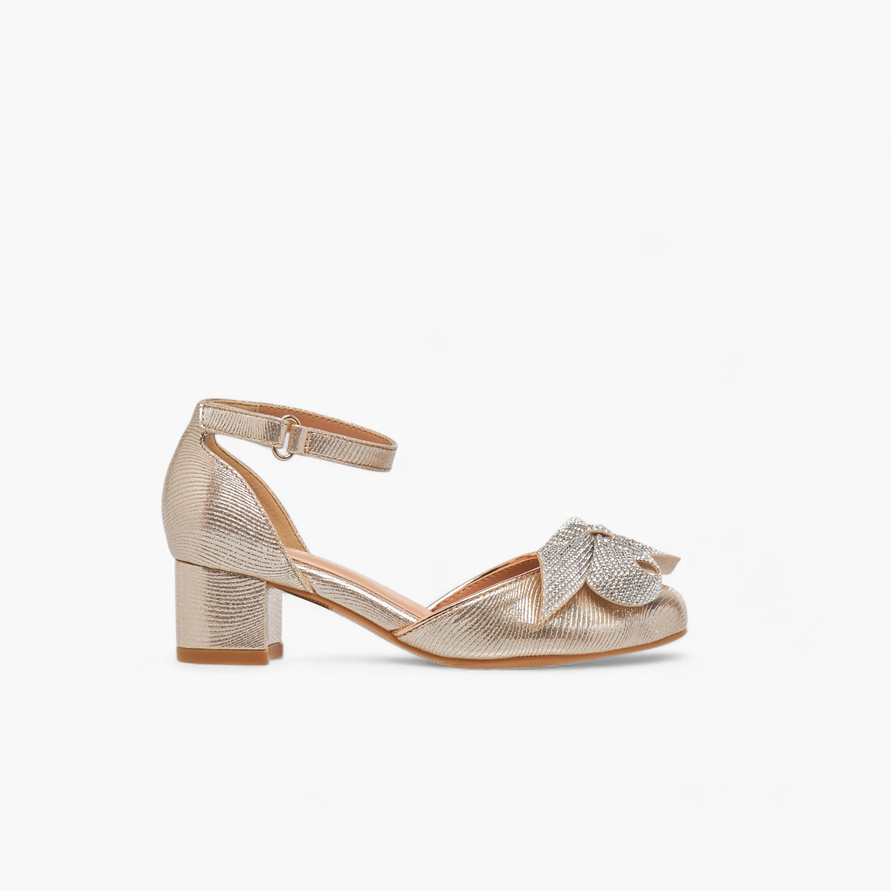 حذاء بكعب سميك مزيّن بفيونكة وشريط إغلاق لاصق للبنات من سيليست-girls-shoes-sandals-image-3