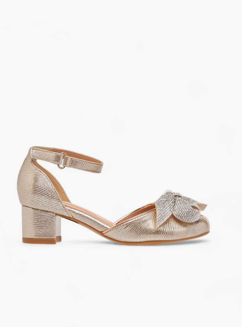 حذاء بكعب سميك مزيّن بفيونكة وشريط إغلاق لاصق للبنات من سيليست-girls-shoes-sandals-image-3