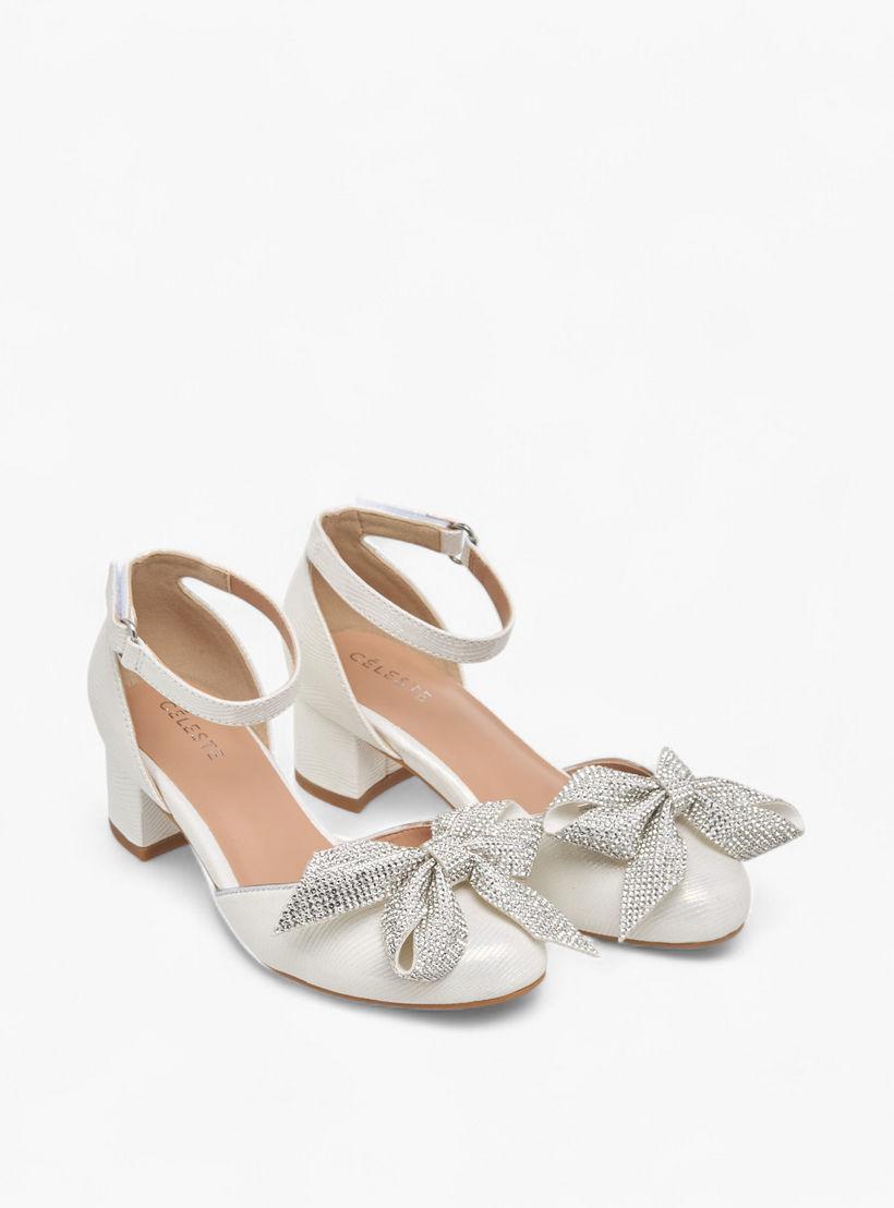 حذاء بكعب سميك مزيّن بفيونكة وشريط إغلاق لاصق للبنات من سيليست-girls-shoes-sandals-image-1
