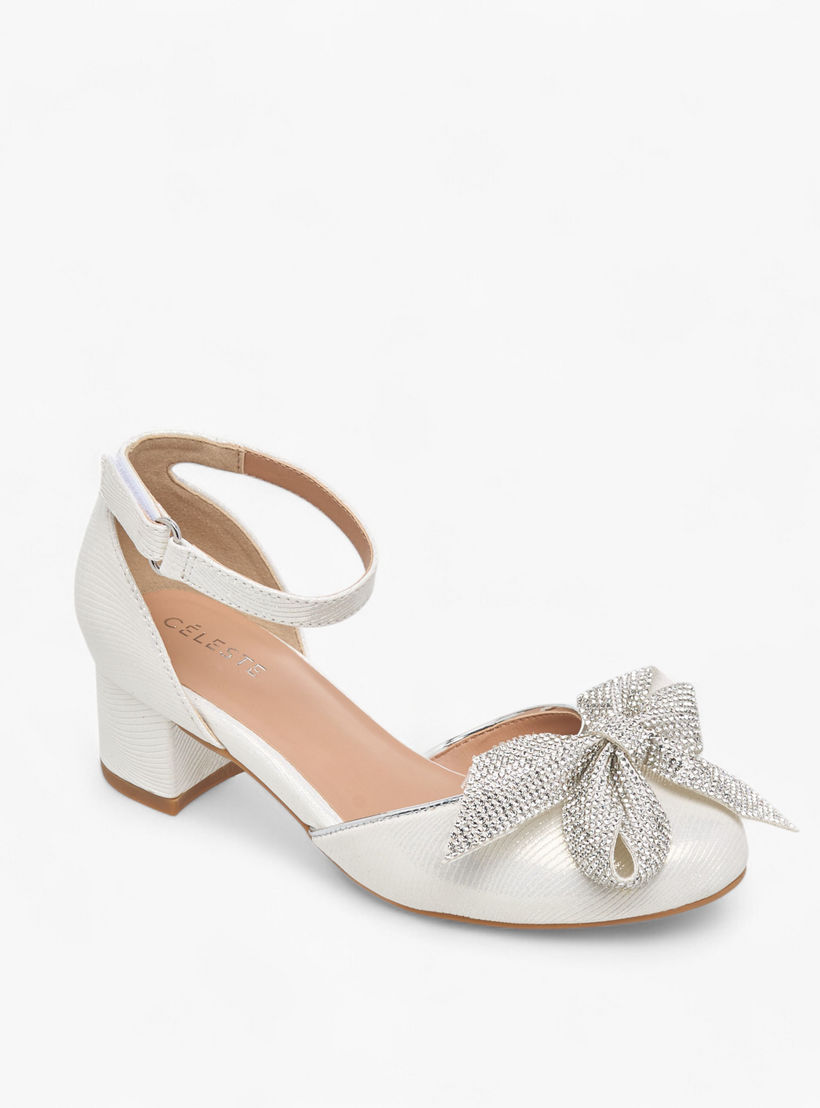 حذاء بكعب سميك مزيّن بفيونكة وشريط إغلاق لاصق للبنات من سيليست-girls-shoes-sandals-image-2