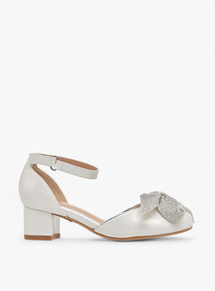 حذاء بكعب سميك مزيّن بفيونكة وشريط إغلاق لاصق للبنات من سيليست-girls-shoes-sandals-image-3