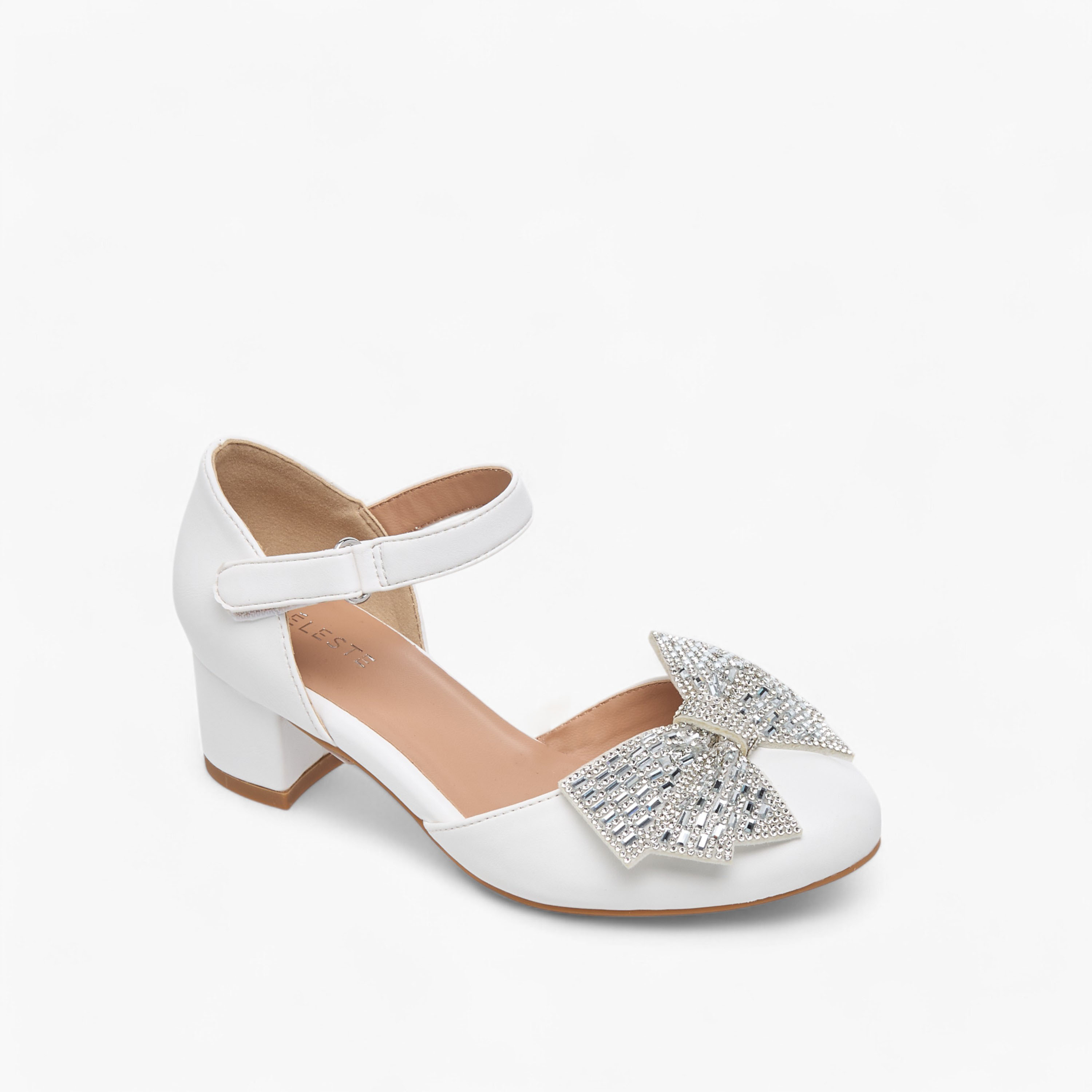 حذاء بكعب سميك مزين بفيونكة وبشريط إغلاق لاصق للبنات من سيليست-girls-shoes-sandals-image-2